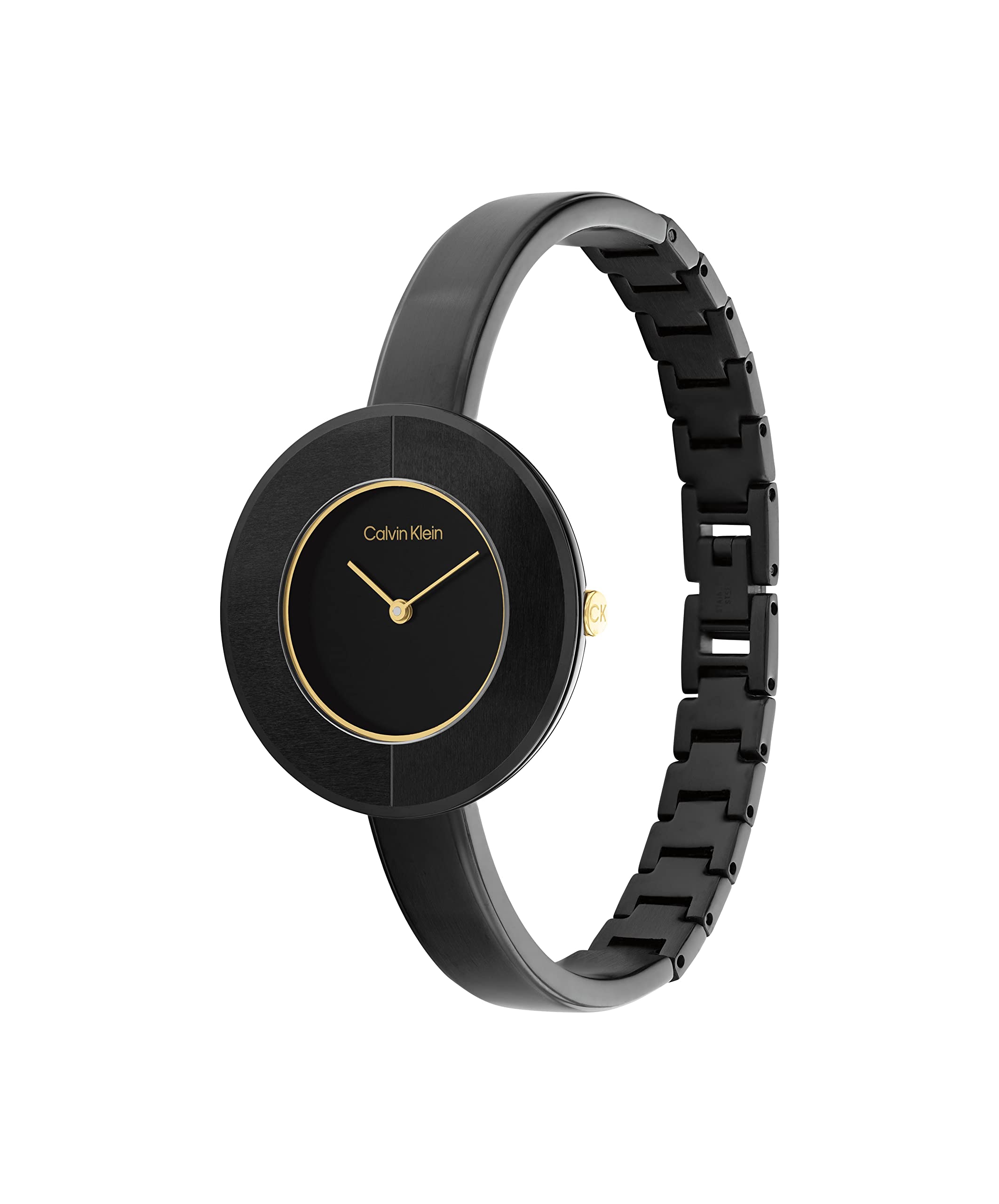 Calvin Klein Women's Analogue Quartz Watch - Stainless Steel & Leather Bangle Bracelet | Perfect for Office, Date Night & Everyday Wear