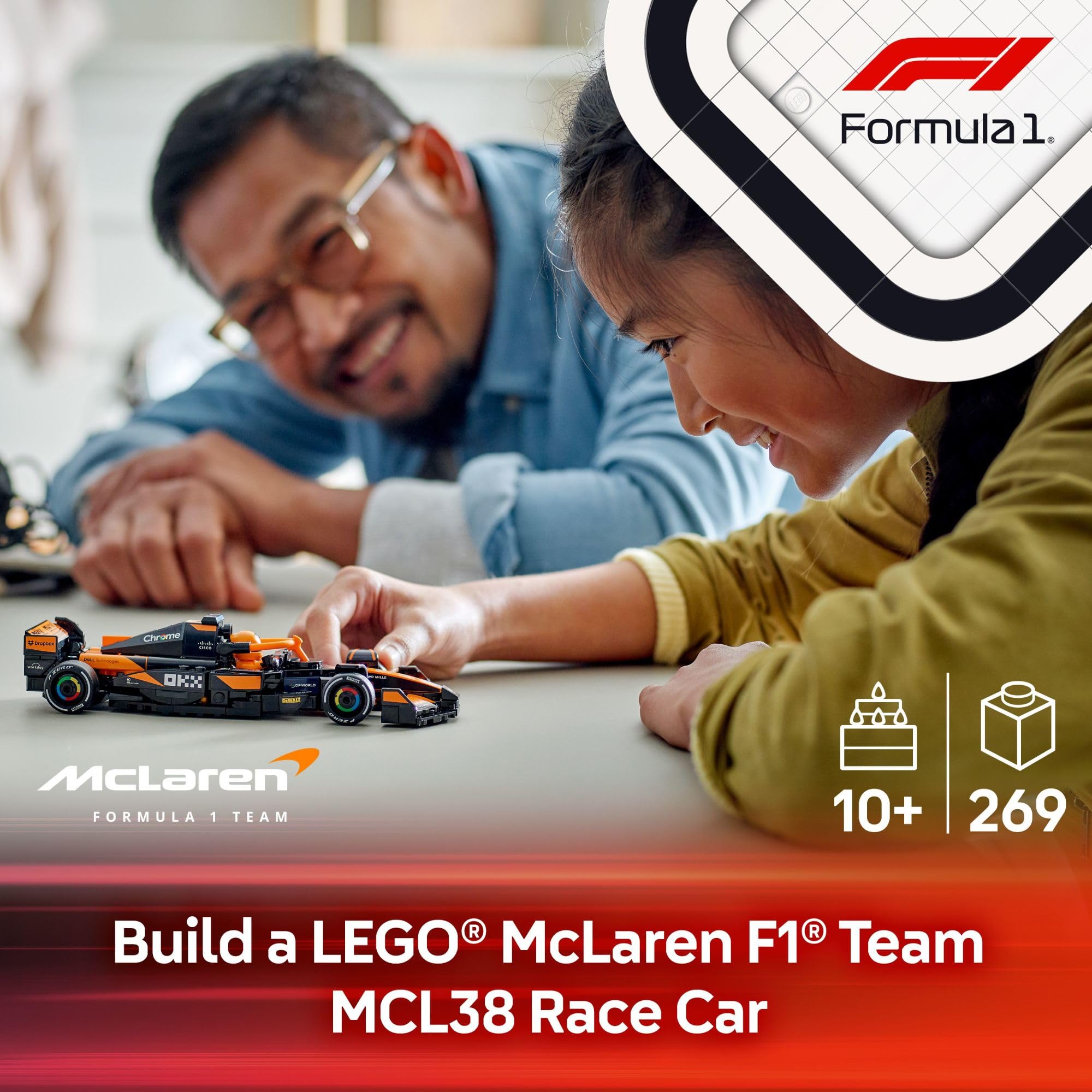 LEGO Speed Champions McLaren F1 Team MCL38 Race Car Building Set - 77251 Toy for Kids Ages 10+, Boys & Girls - Perfect Gift for F1 Fans & Birthday Presents - Build Your Own Formula 1 Model Car for Play & Display