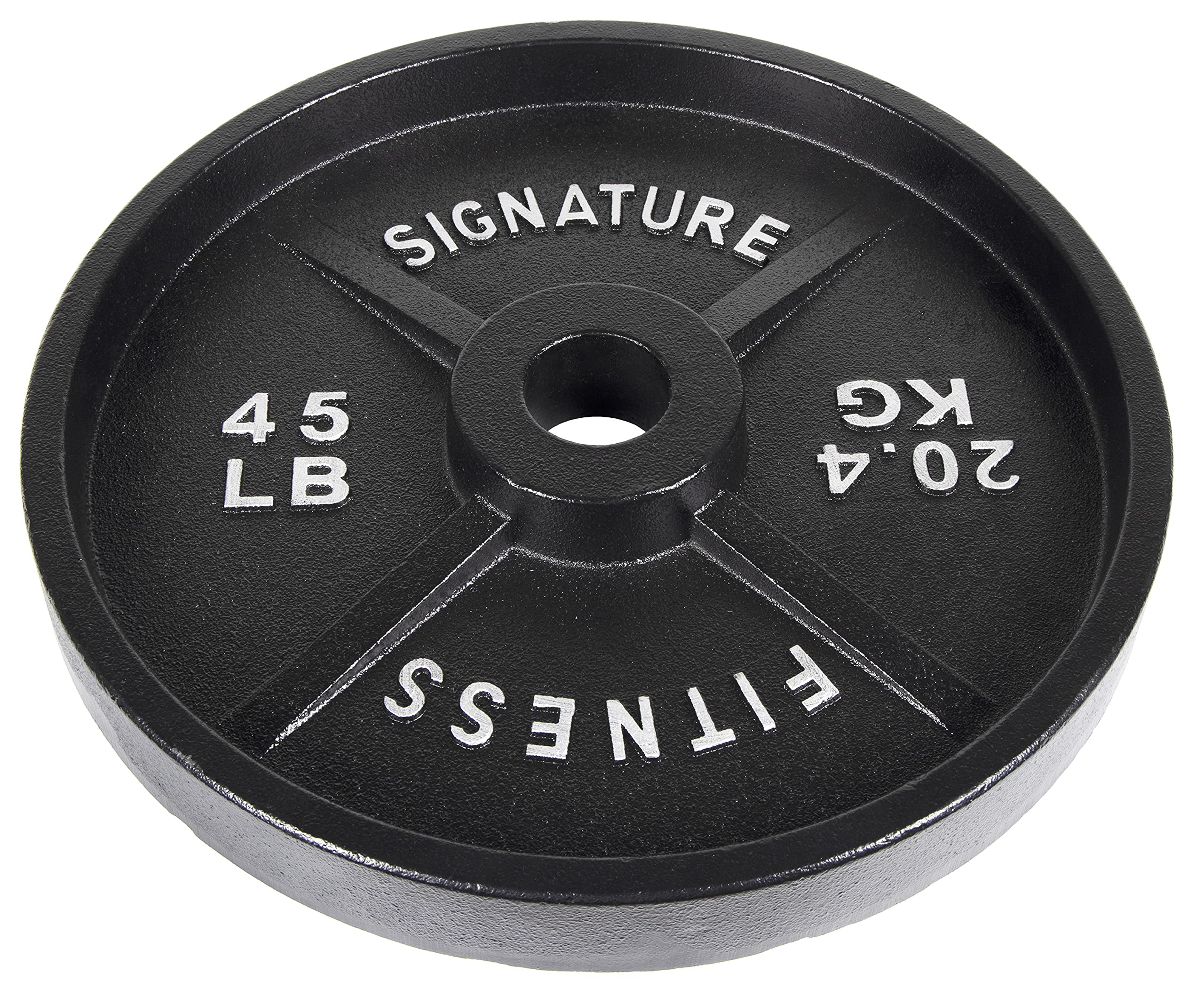Signature Fitness Deep Dish 2-Inch Olympic Cast Iron Weight Plates with E-Coating - Durable Gym Equipment for CrossFit, Powerlifting & Home Workouts