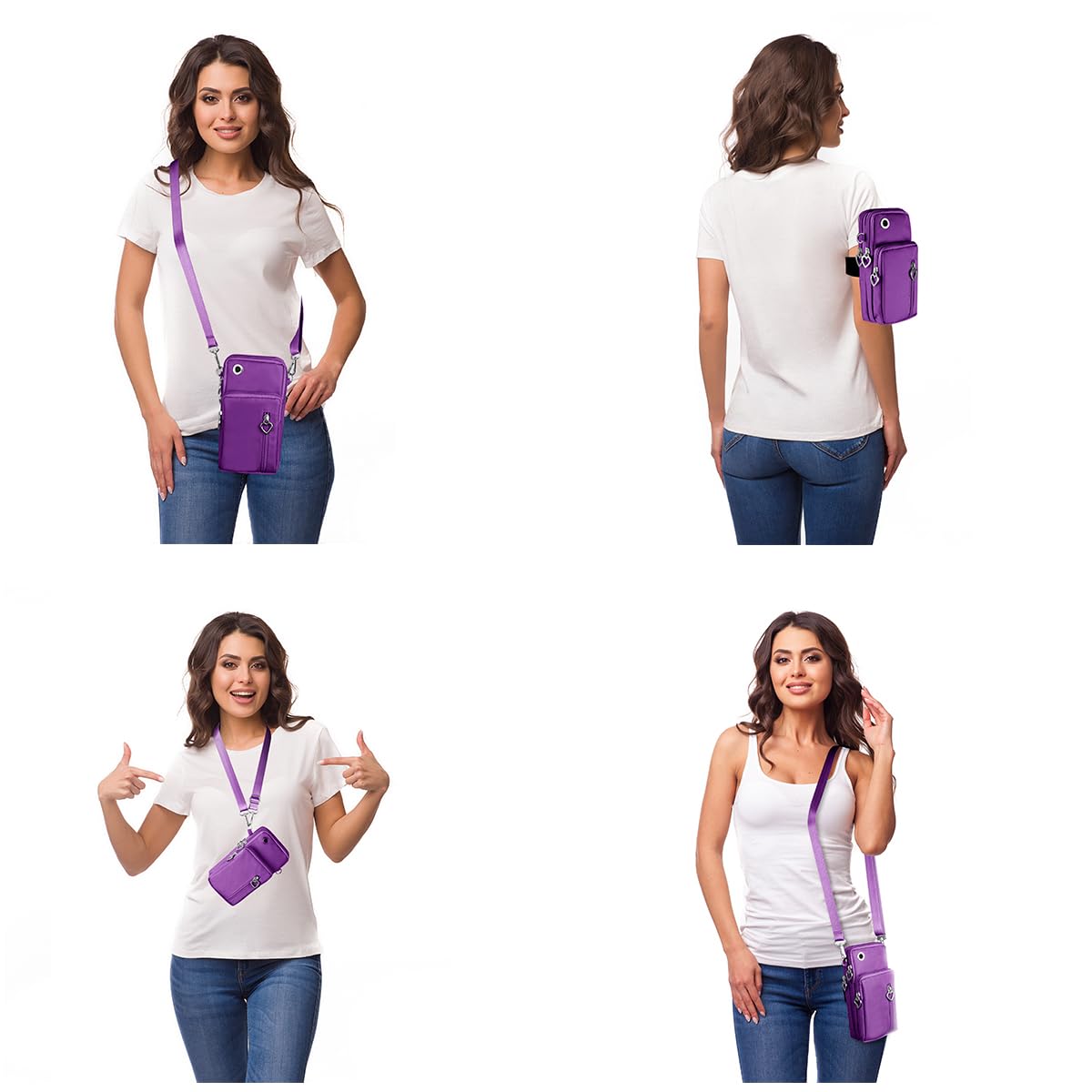 Aucuu Women's Small Crossbody Phone Bag - Adjustable Shoulder Strap Oxford Fabric Pouch for iPhone & Android (Up to 7