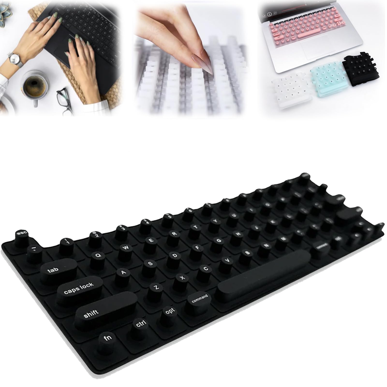 MacBook Keyboard Cover for MacBook Air & Pro Series - Long Nails Friendly, Anti-Dust Protective Keyboard Protector (Black) | Perfect for Nail Art Enthusiasts & Office Work