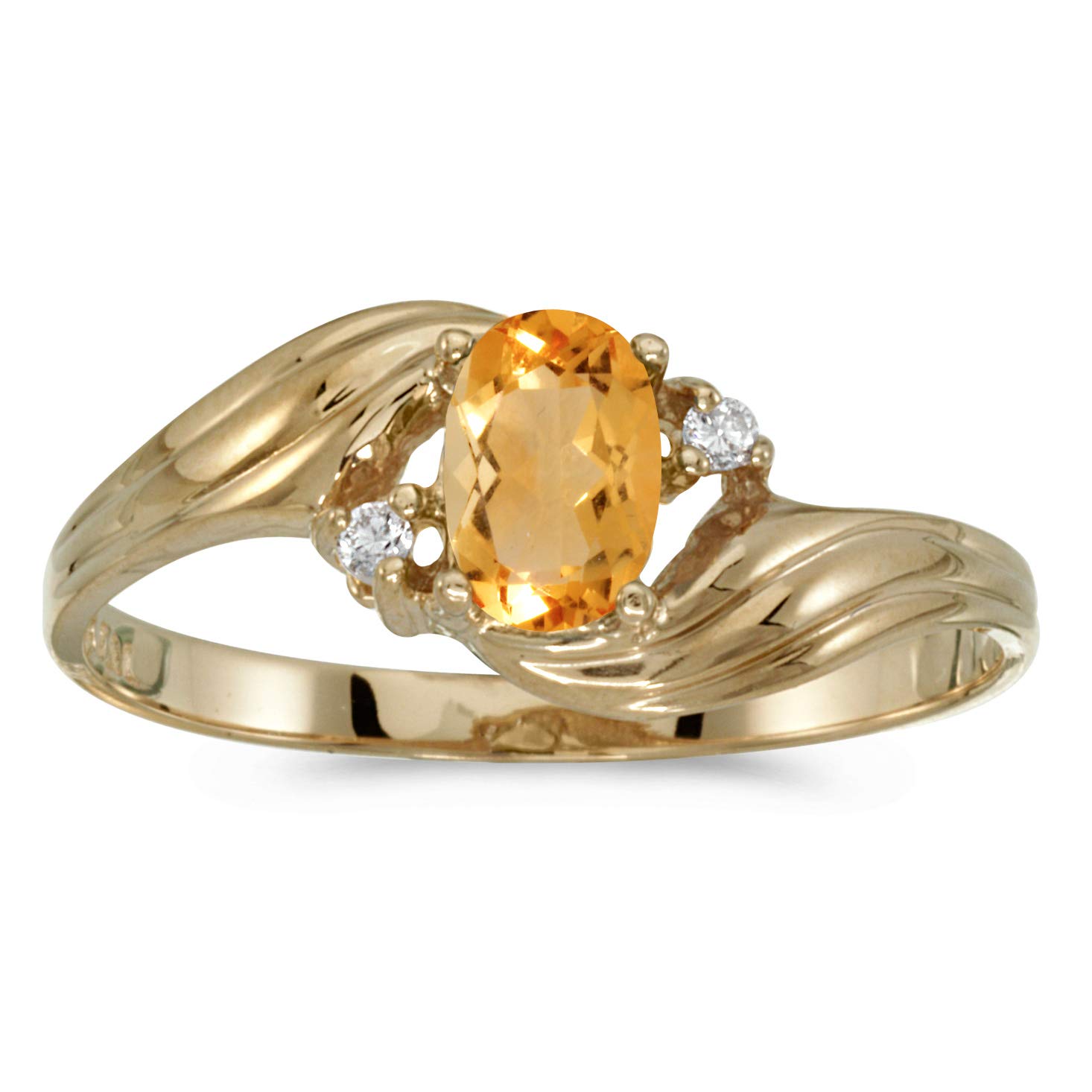 14K Yellow Gold Oval Citrine and Diamond Ring for Women - Elegant Birthstone Jewelry Gift for Anniversary, Engagement, or Special Occasion