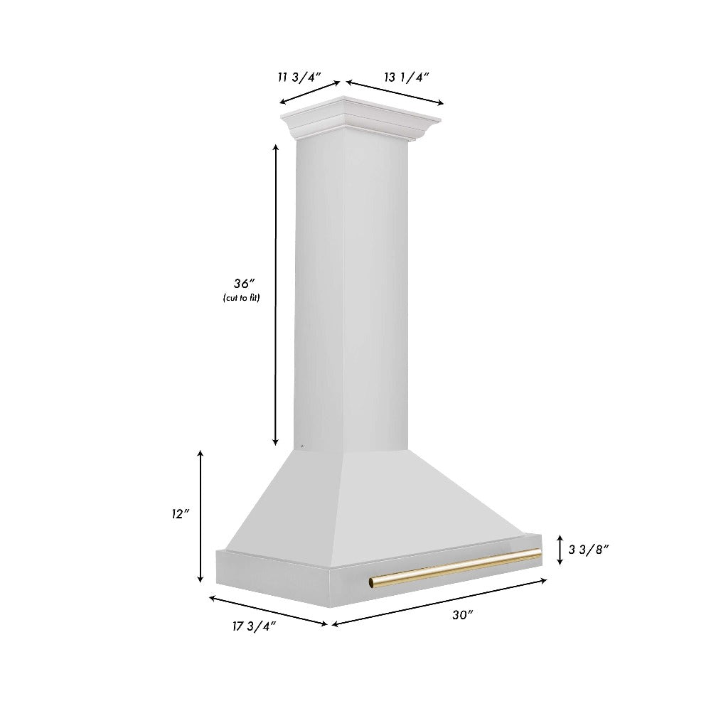 ZLINE KB4STZ 30 Autograph Edition 30-inch Convertible Stainless Steel Range Hood with Premium Shell & Accents - Powerful Kitchen Ventilation for Gas Stoves & Cooking Areas