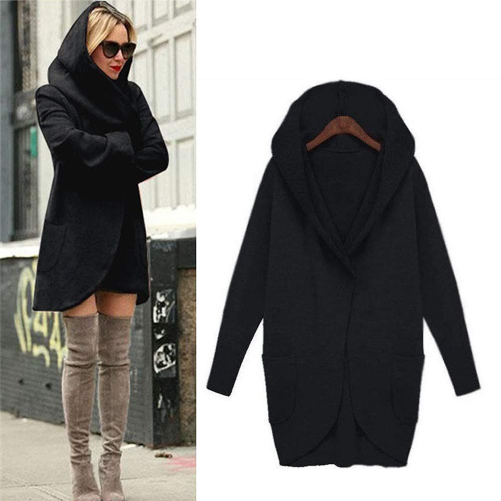 Women's Wool Hooded Jacket - Lightweight Loose Casual Coat with Hood for Ladies | Perfect for Fall & Winter Outerwear, Daily Streetwear & Office Fashion