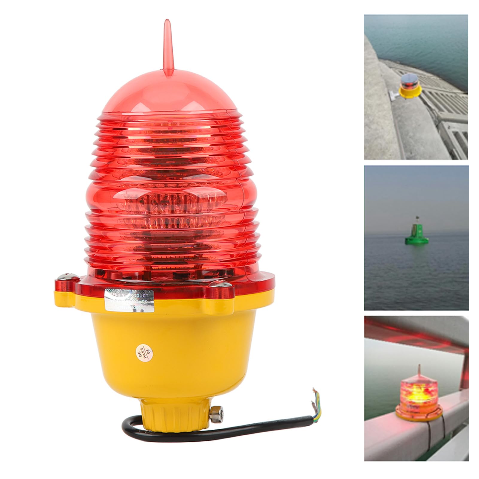 Super Bright Adjustable Tower Aviation Obstruction Light - Impact Resistant FAA Compliant Red Warning Light for Marine Boats, Buildings & Wind Turbines (AC110V Constant On) - Ideal for Night Navigation Safety & High-Risk Area Visibility