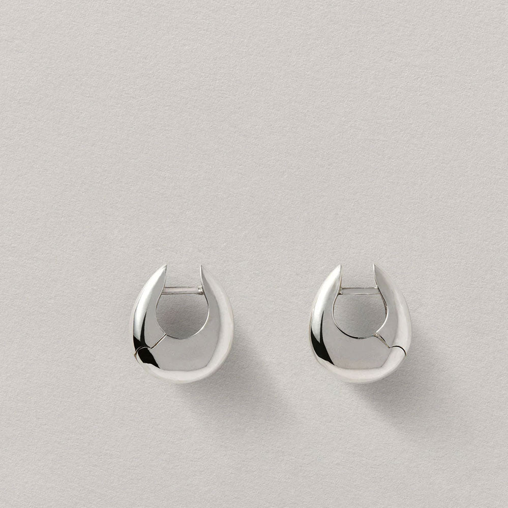 Sloping Hinge Hoops Small Silver - Dainty Silver Hinged Hoop Earrings for Women | Perfect for Everyday Wear, Office & Date Night