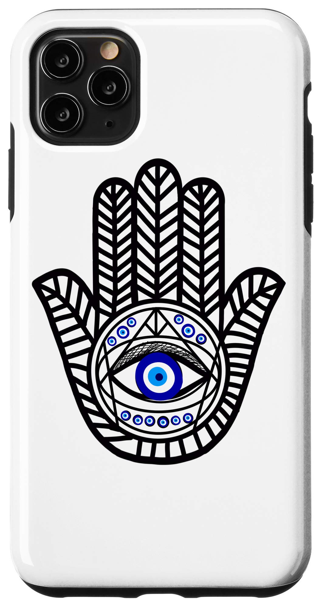 iPhone 11 Pro Max Case with Turkish Evil Eye & Hamsa Hand Design - Protection Against Negative Energy for Travel, Work & Daily Use