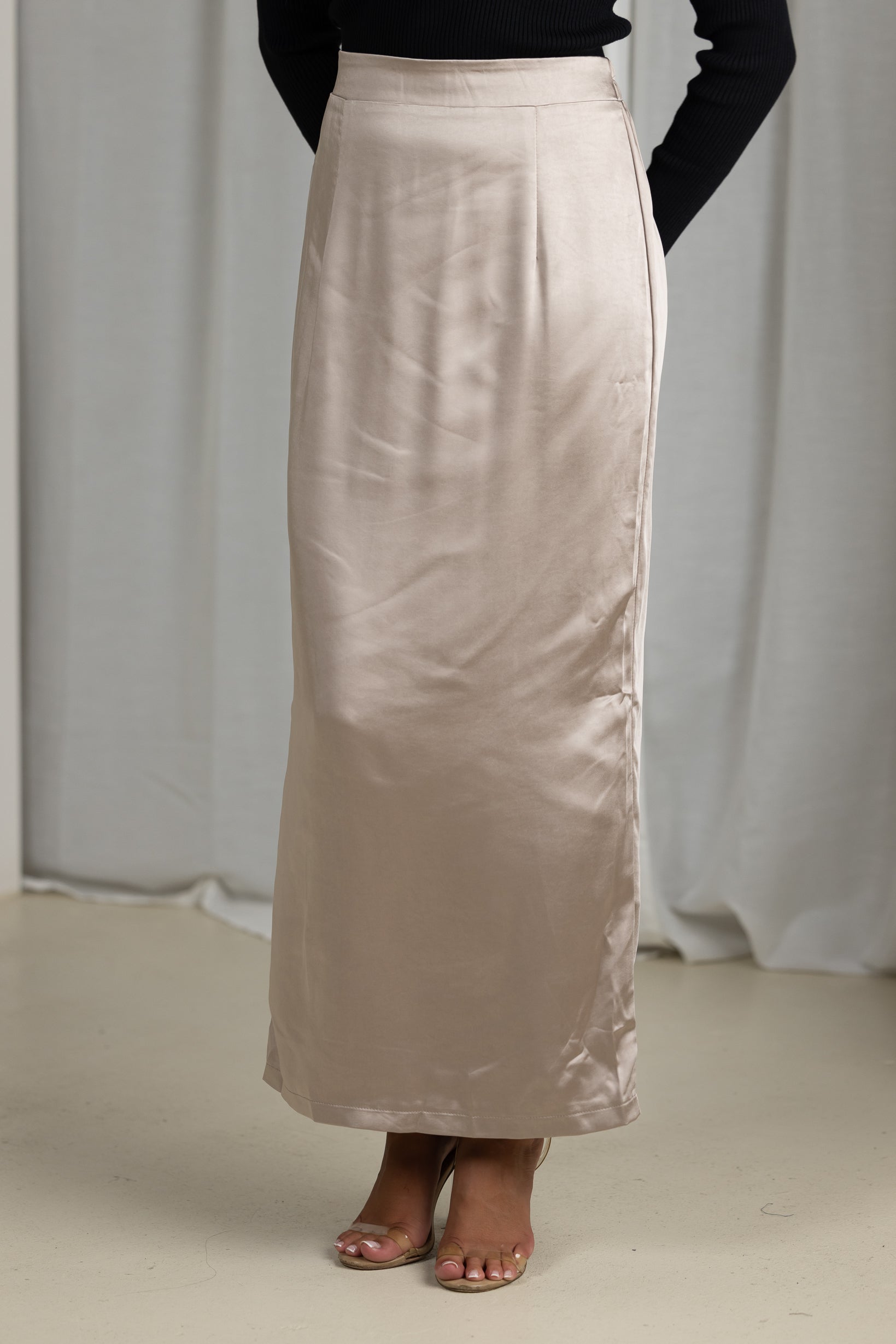 Indaya Women's Satin Pencil Skirt - Elegant High Waist Slim Fit Office Work Dress for Business, Party & Formal Occasions