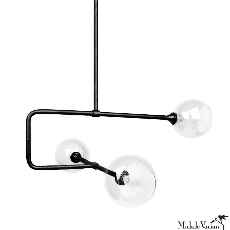 Modern Black Glass Globe Triple Circuit Pendant Light - Industrial Style Ceiling Fixture for Dining Room, Kitchen Island & Living Room Lighting