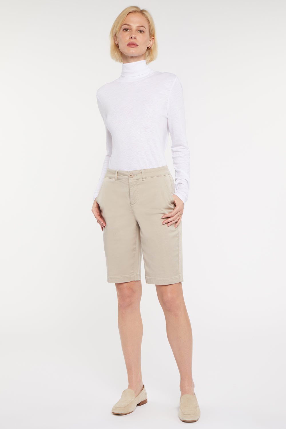 Petite Bermuda Shorts with Feather Trim - Stylish & Comfortable Summer Shorts for Women | Perfect for Beach, Vacation & Casual Outings