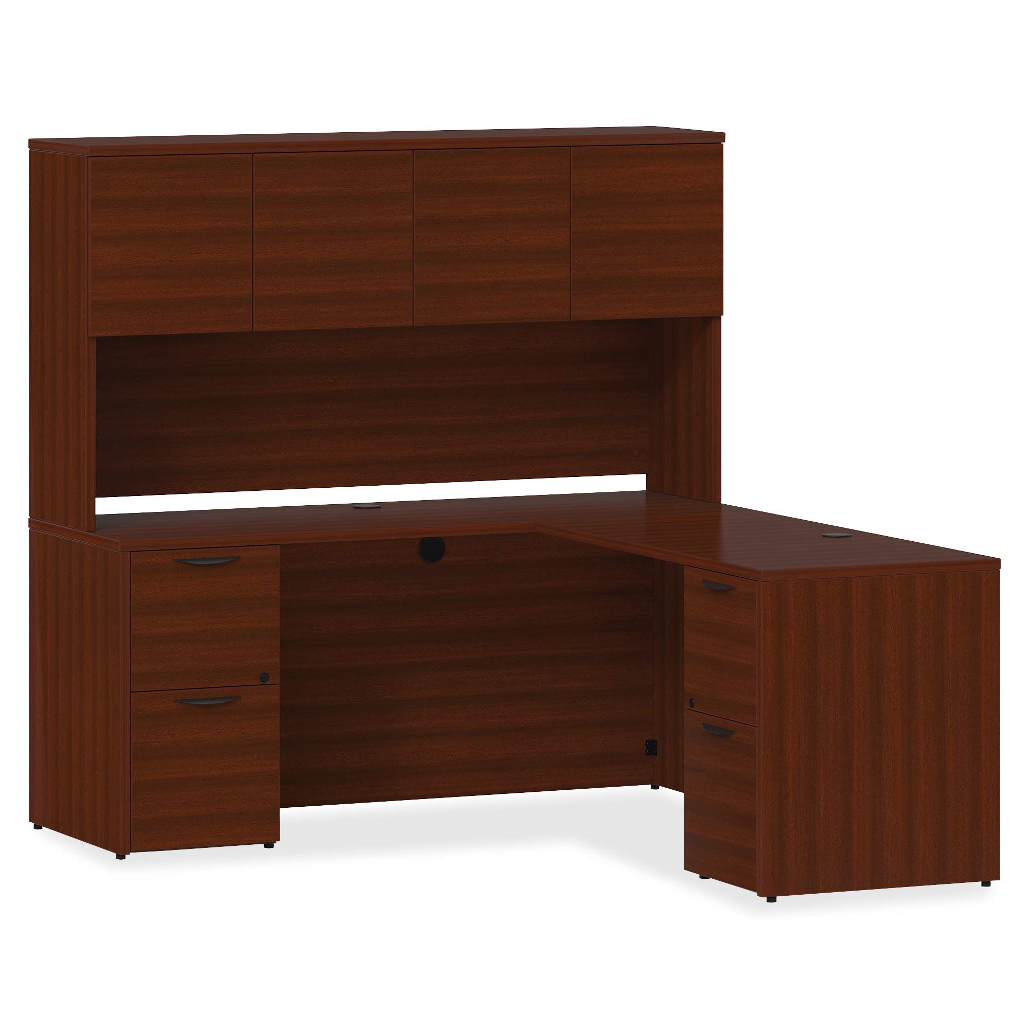Lorell Prominence 2.0 Mahogany Laminate Left-Pedestal Bowfront Desk - Stylish Home Office Desk for Small Spaces, Perfect for Remote Work & Study