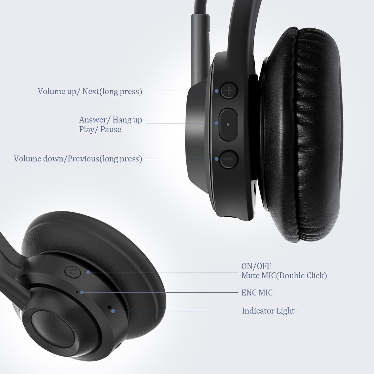 Wireless Bluetooth Headset with Bluetooth 5.3 Adapter - Noise Cancelling Headphones for Phone Calls, PC, Laptop, Office & Remote Work