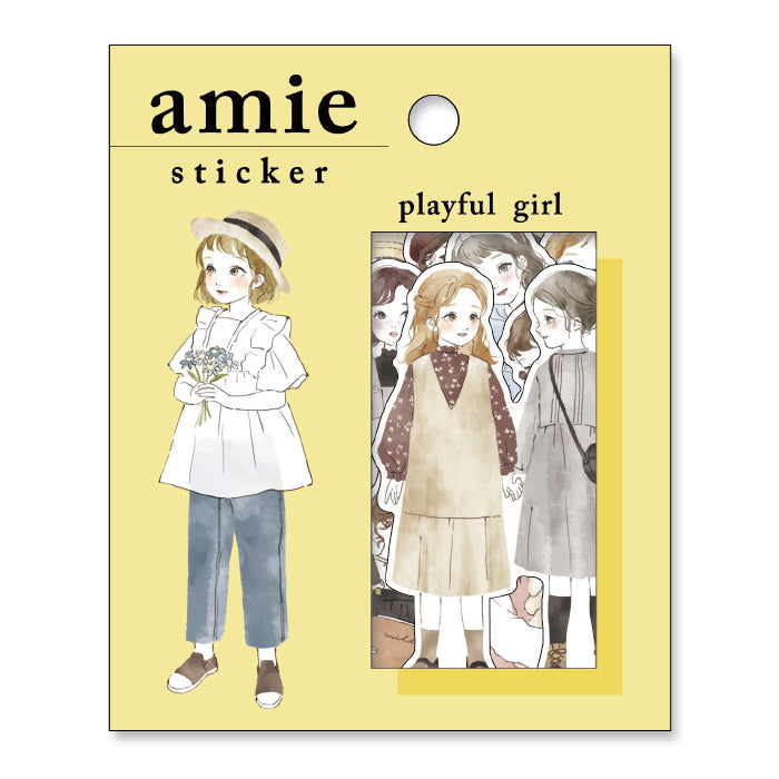 Amie Playful Girl Flake Sticker - Cute Decals for Laptops, Water Bottles & Notebooks - Perfect for School, Office & DIY Crafts