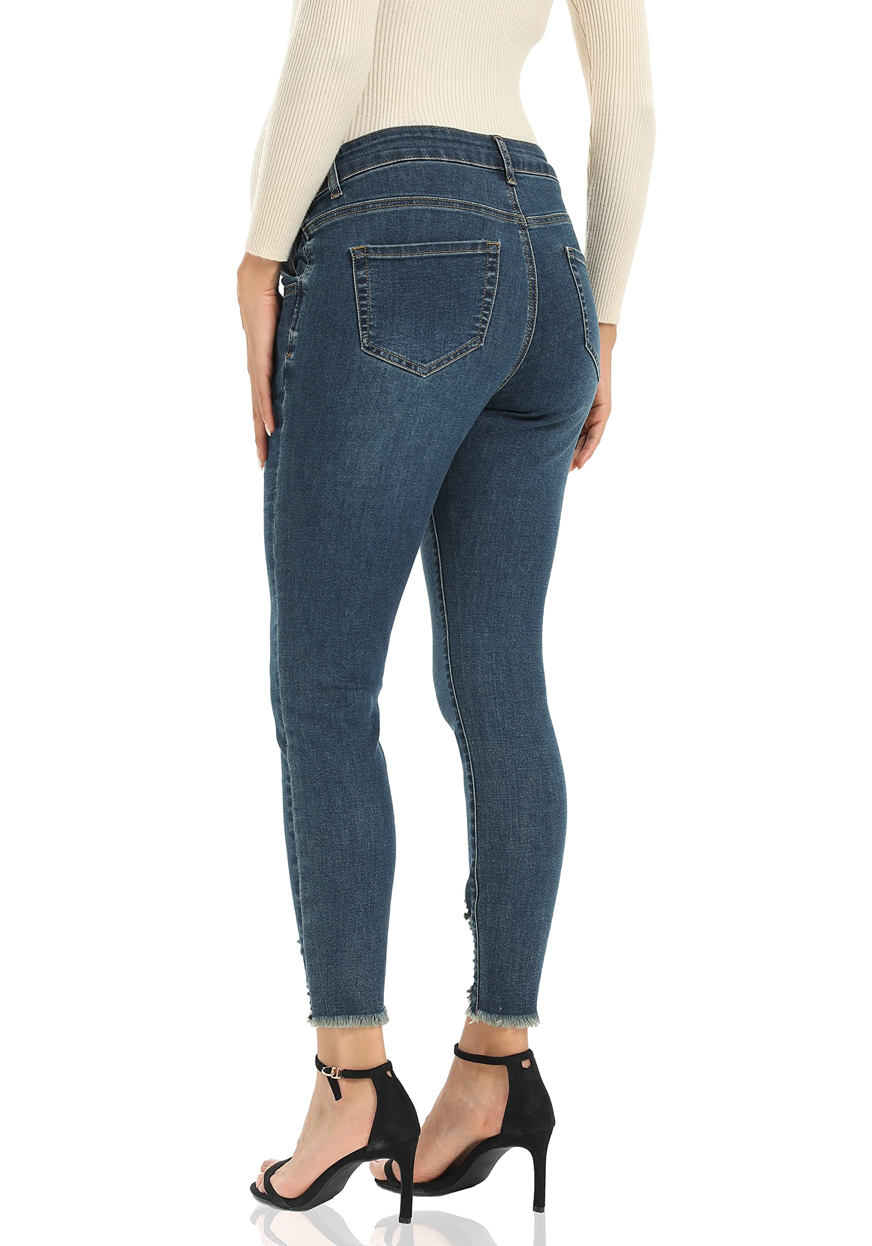 Foucome Women's Maternity Jeans - Under Belly Skinny Jeggings with Stretch, Comfortable Distressed Denim Pants for Pregnancy | Perfect for Casual Wear, Work & Everyday Outfits
