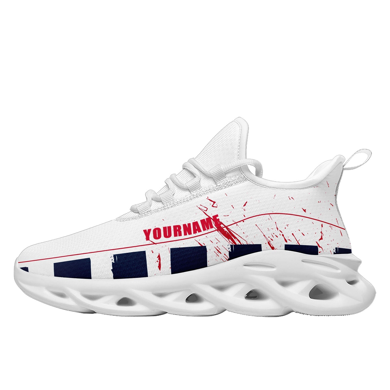 Custom New England Maxsoul Sneakers - Personalized Blue White Red Shoes FN003 D020260 (Size 26) | Handmade Customizable Online | Perfect for Casual Wear, Sports & Fashion Outfits