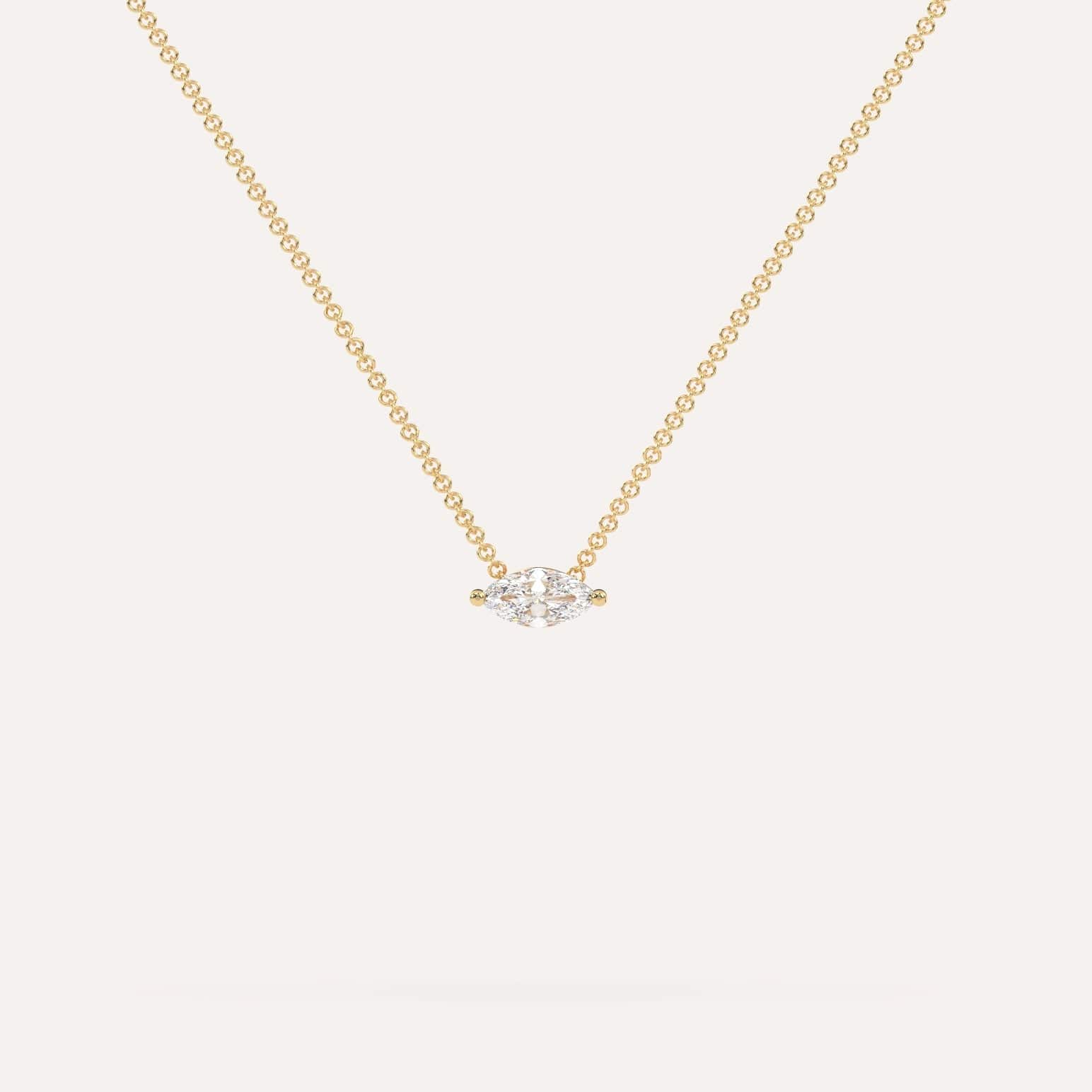 1/4 Carat Marquise Floating Diamond Necklace - Elegant Solitaire Pendant for Women - Perfect for Weddings, Anniversaries & Special Occasions