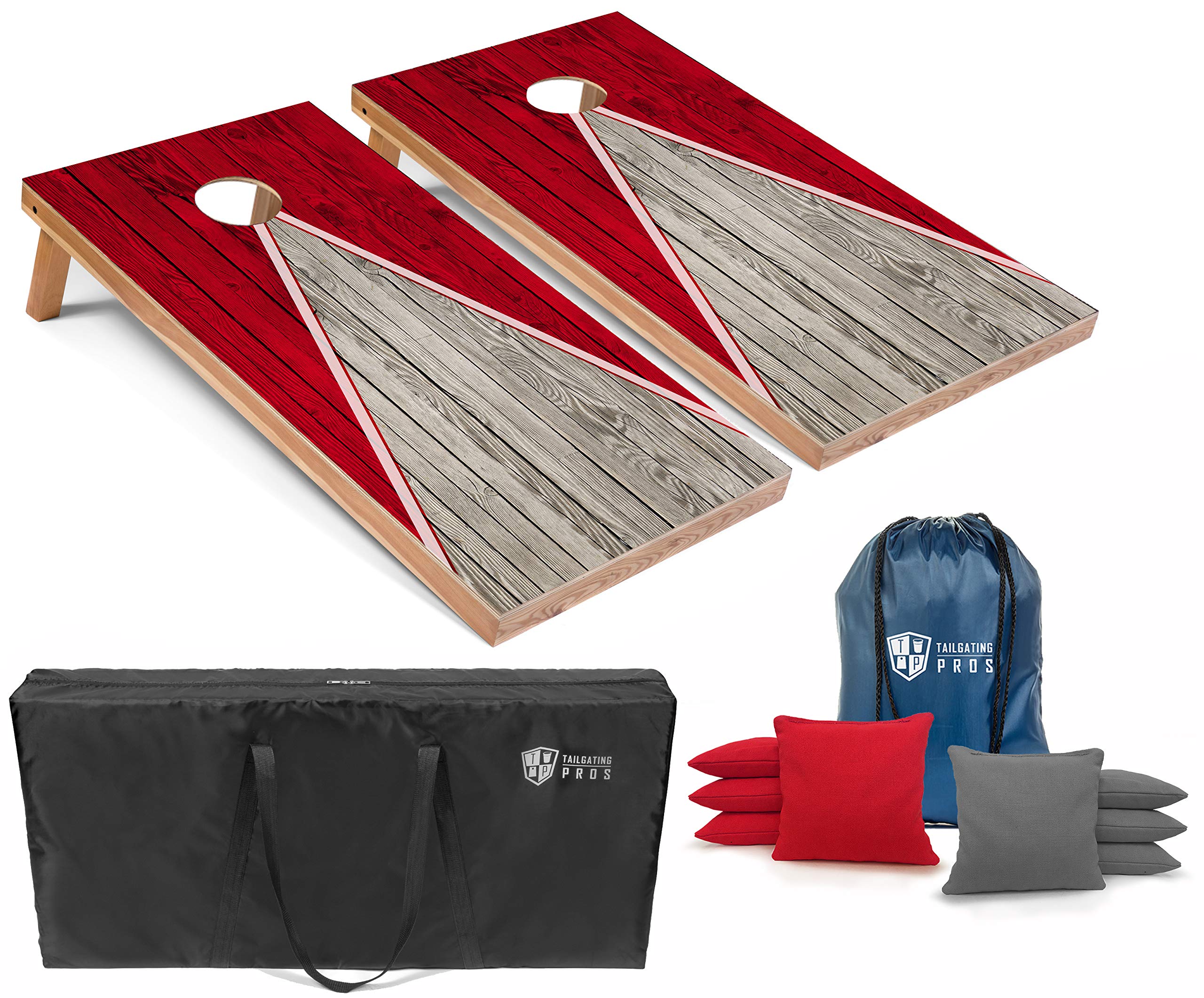 Lightweight Pyramid Design Cornhole Board Set with LED Ring Lights - 4'x2' Regulation Size for Outdoor Games, Tailgating, Backyard Parties & BBQ Events