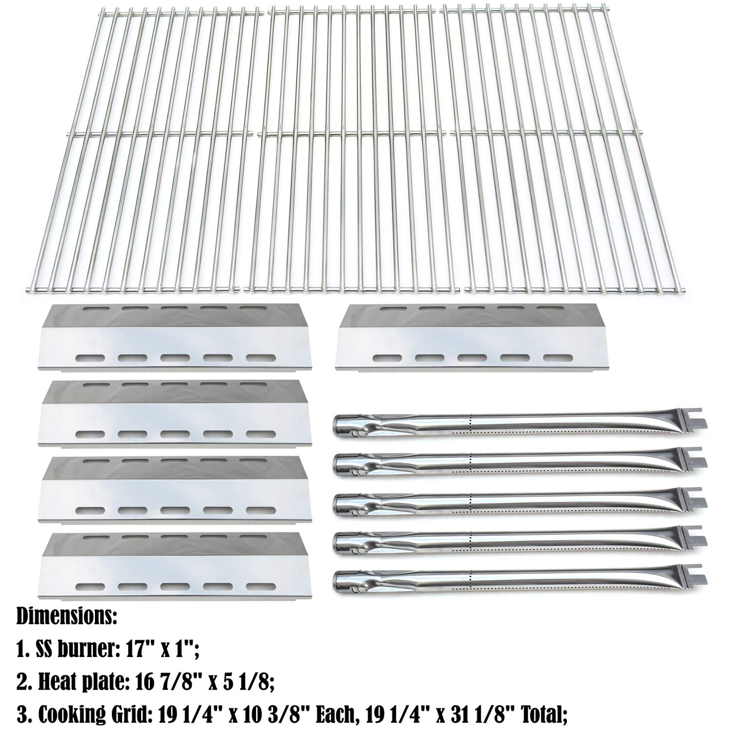 DG210 Replacement Gas Grill Burners Kit for Ducane 30400042, 30400043, 30558501 - Includes Stainless Steel Burners, Heat Plates & Cooking Grid - Perfect for Outdoor BBQ, Backyard Grilling & Patio Cooking
