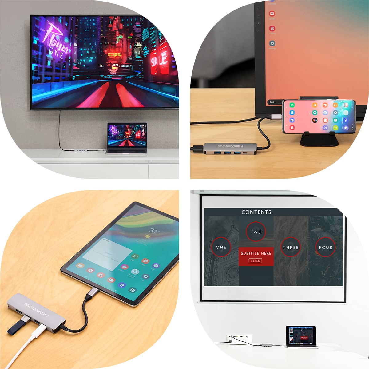 GAOMON AD01 USB C Hub - 5-in-1 Portable Docking Station with 4K HDMI, 3 USB 3.0 Ports & USB-C Port | Compatible with MacBook, iPad, Samsung Galaxy & More | Perfect for Home Office, Travel & Multi-Device Charging