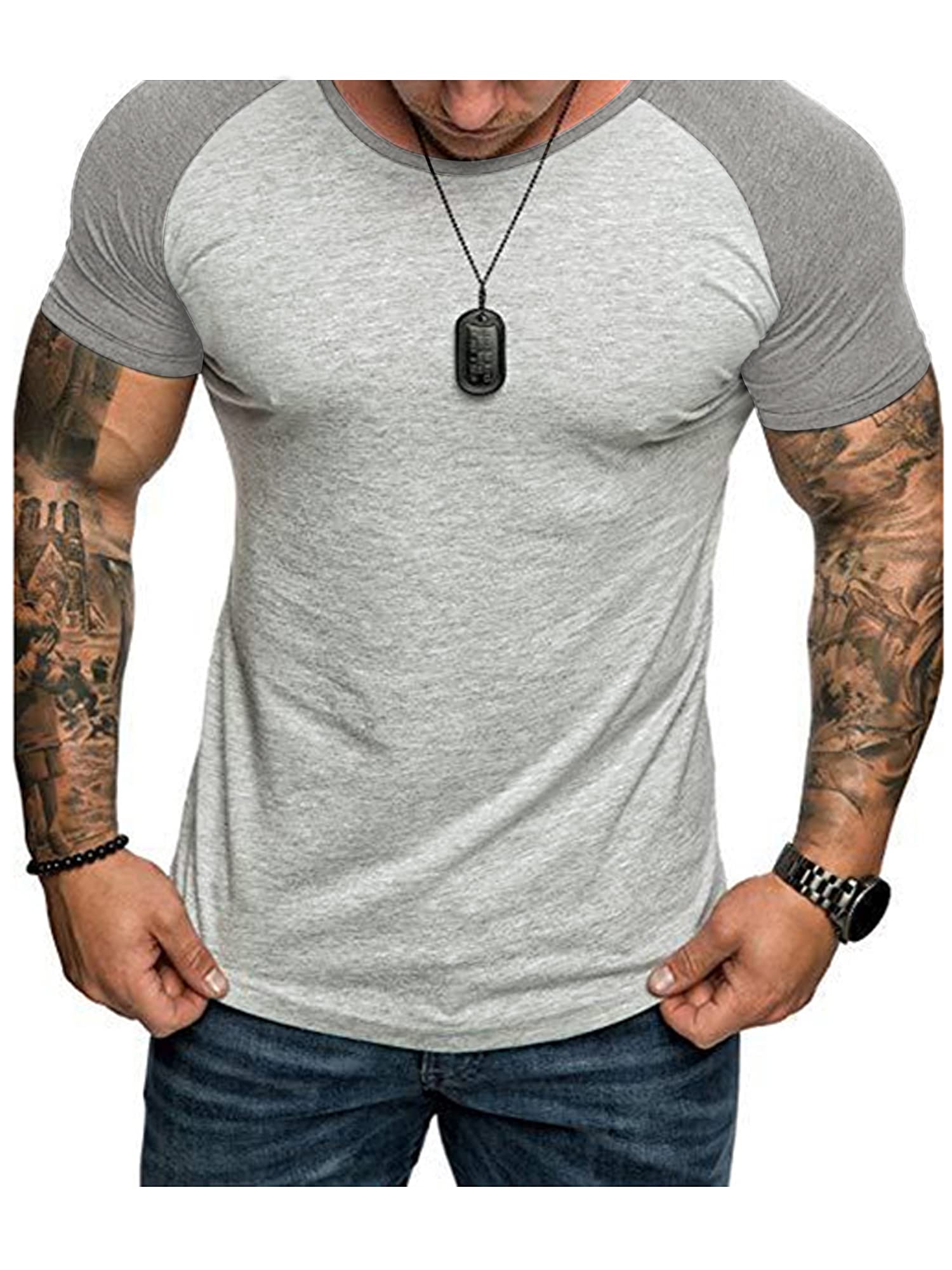 RRHSS Men's Muscle Gym T-Shirts - Short Sleeve Workout Athletic Bodybuilding Cotton Tee for Weightlifting, Training & Fitness - Comfortable Breathable Shirts for Gym, Running & Casual Wear