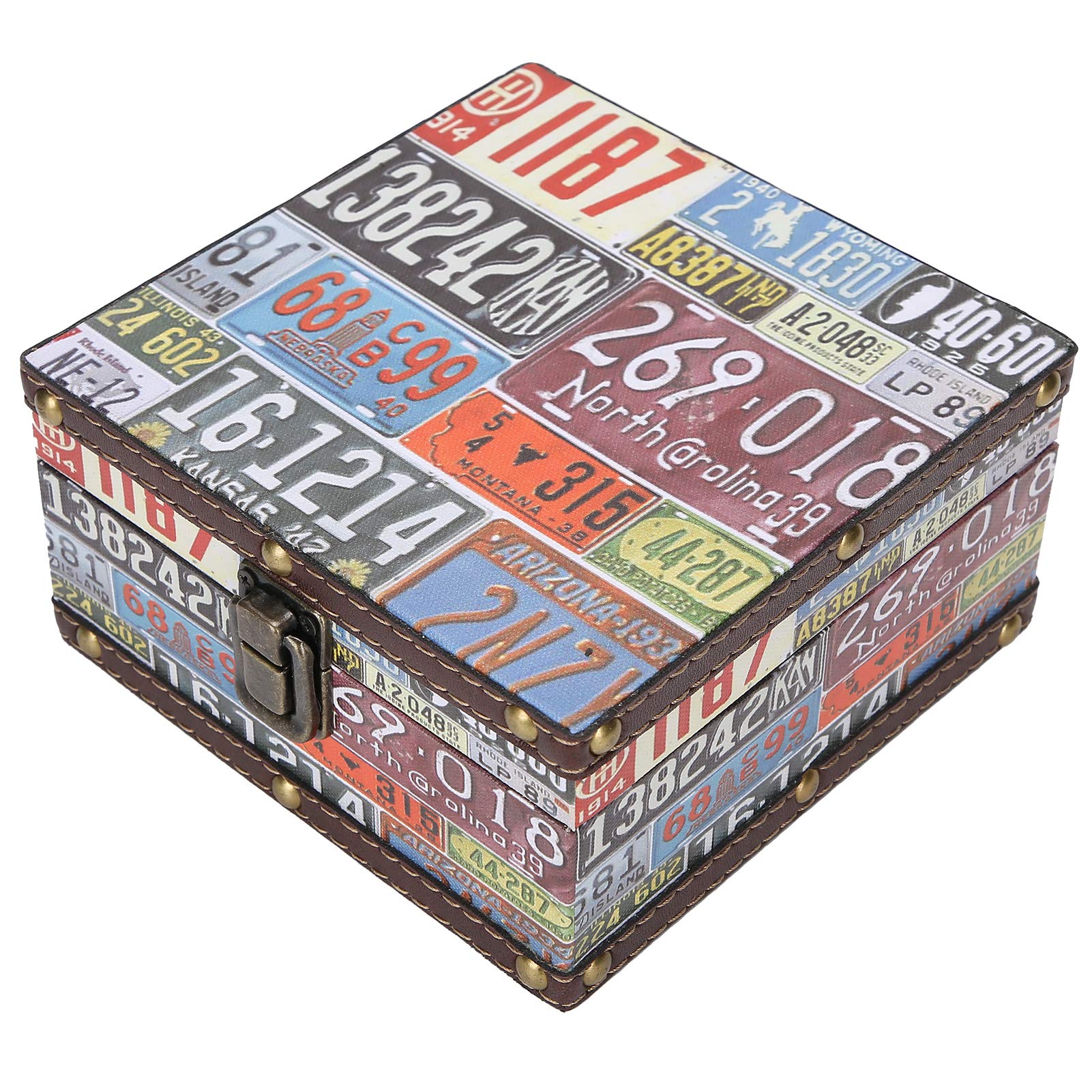 Vintage Wooden Jewelry Storage Box with PU Leather - Retro Decorative Keepsake Organizer for Necklace, Earrings & Letters | Durable Desktop Organizer for Home, Office & Gift Giving