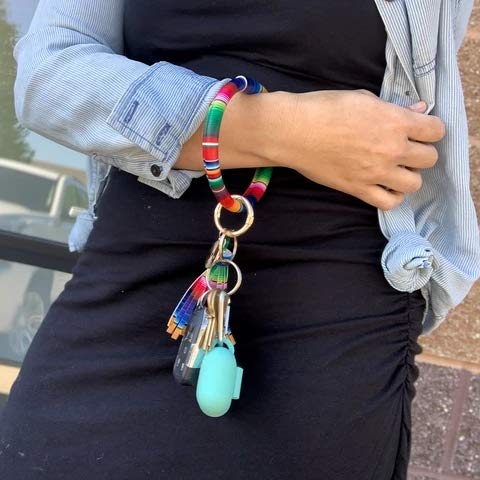 Stylish PU Leather Wristlet Keychain Bracelet with Tassel - Round Ring Key Holder for Women & Girls - Multicolor Fashion Accessory - Perfect for Everyday Use, Gifts & Travel Essentials
