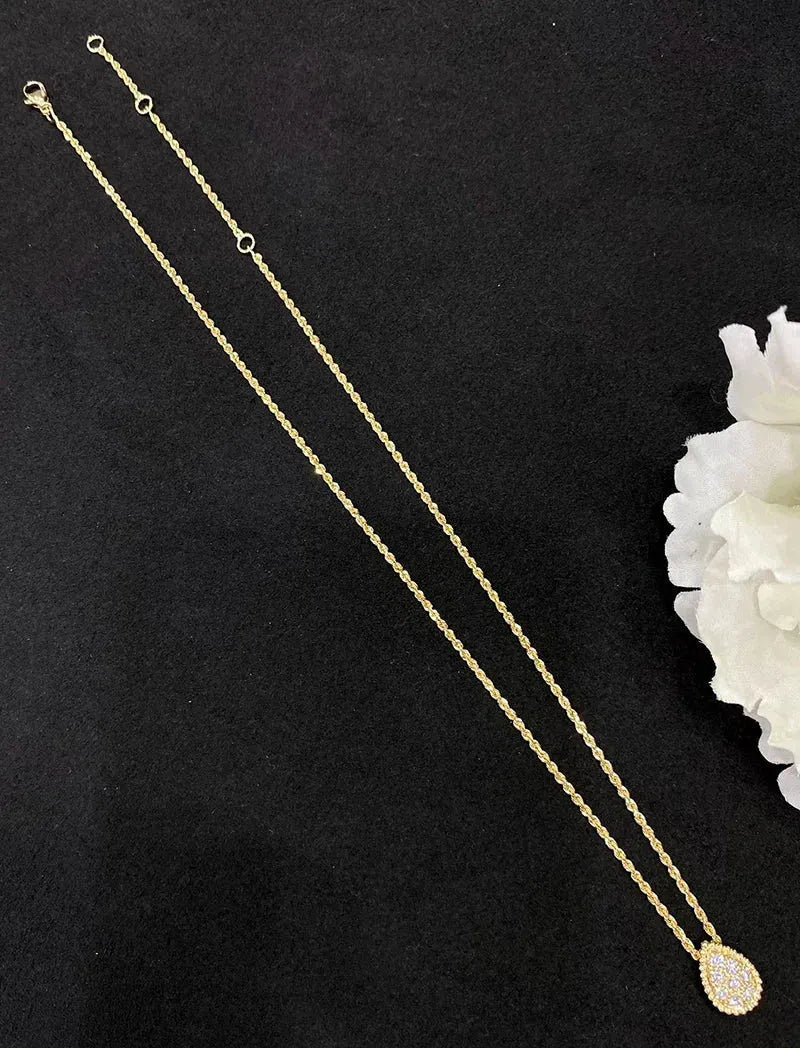 18K Solid Yellow Gold Necklace with Real Diamond Pendant - Luxury Fashion Jewelry for Women & Girls - Perfect for Parties, Weddings & Special Occasions