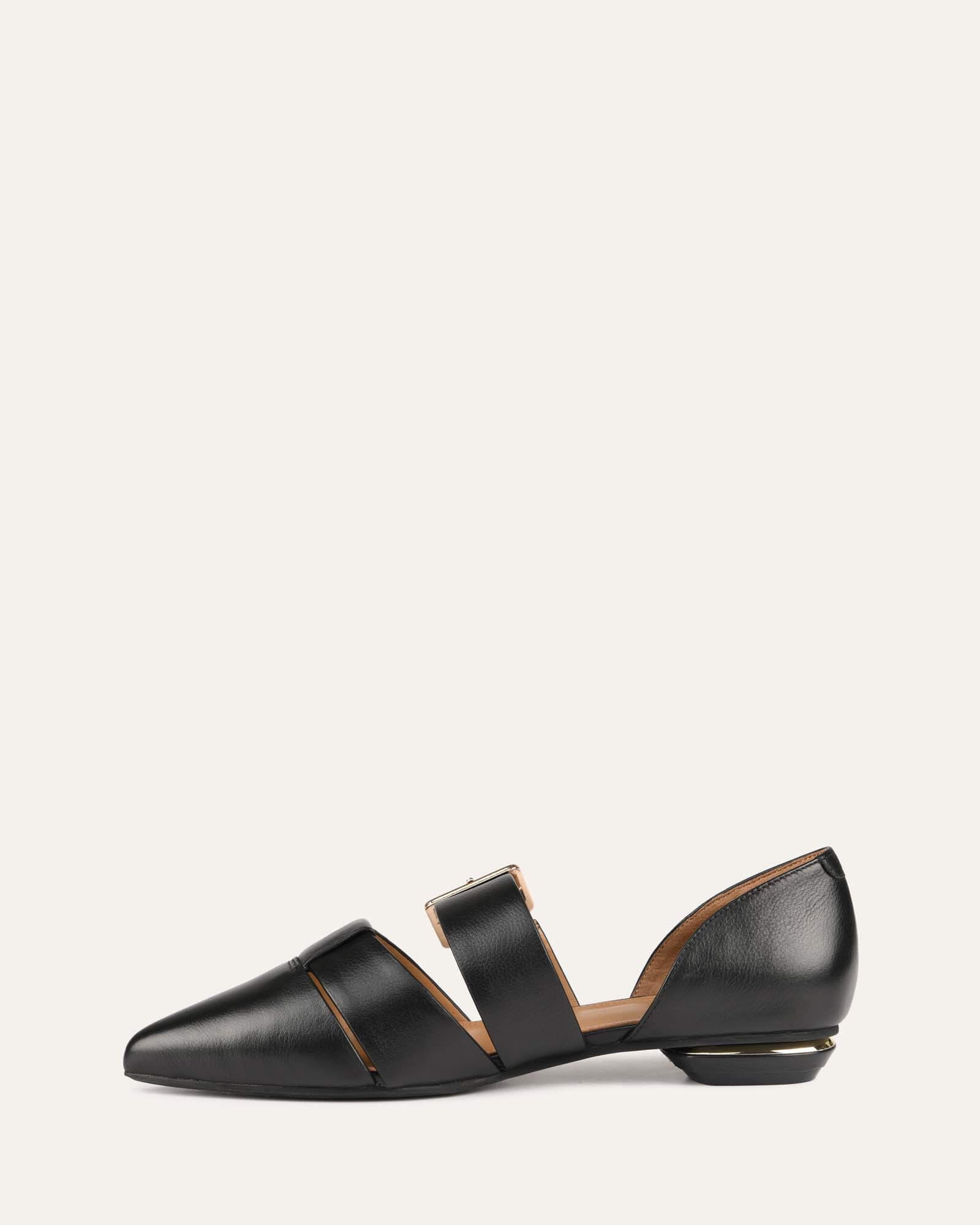 CARLA DRESS FLATS - Women's Black Leather Ballet Flats for Work, Office & Formal Occasions | Comfortable & Stylish Slip-On Shoes