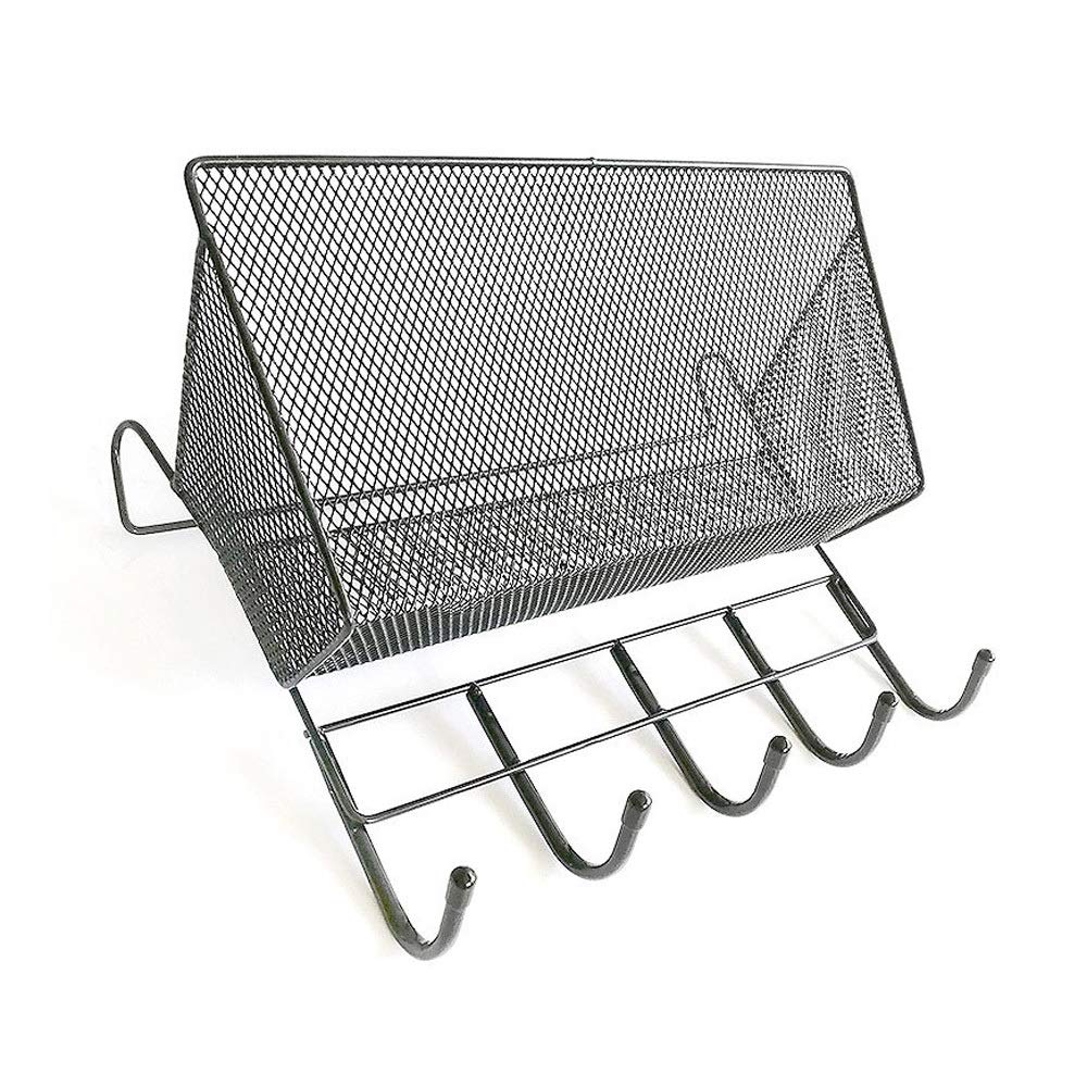 WKK-PB 5-Hook Over Bed Storage Shelf - Space Saving Dorm Organizer, Hanging Basket & Bedside Storage for College Students - Perfect for Small Bedrooms & Tight Spaces