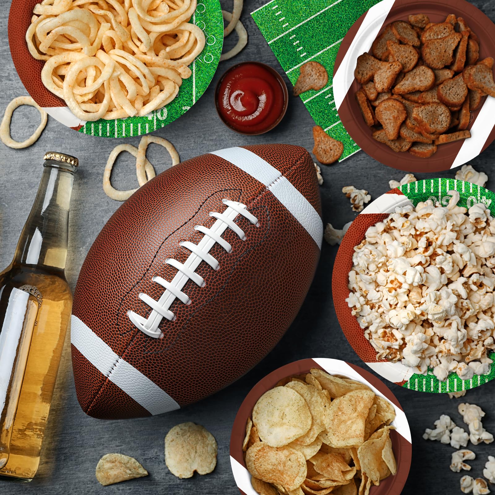 Football Party Supplies Kit for 50 Guests - Touchdown Dinner Plates, Dessert Plates & Napkins Set - Perfect for Football Birthday Parties, Game Day Decorations & Tailgate Events
