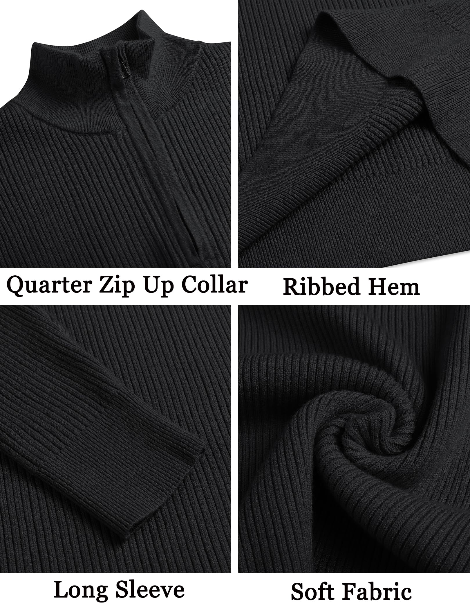 COOFANDY Men's Slim Fit Quarter Zip Mock Neck Pullover Sweater - Lightweight Knitted Polo Sweater for Casual Wear, Office & Outdoor Activities