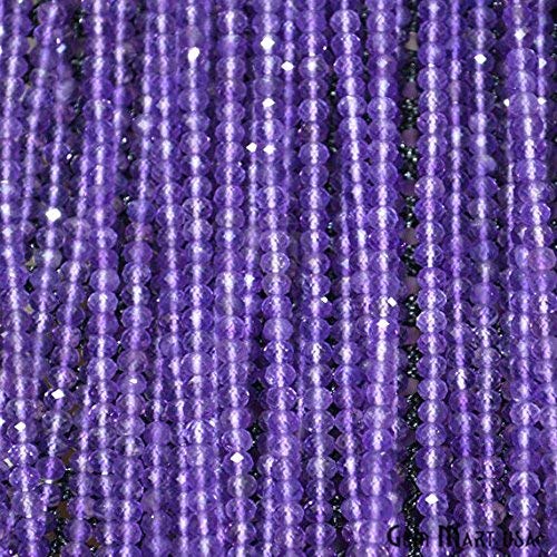 Faceted Amethyst Rondelle Beads for Jewelry Making - 12.5 Inch Gemstone Bead Strands (RLPA-70002) | DIY Bracelets, Necklaces & Craft Projects