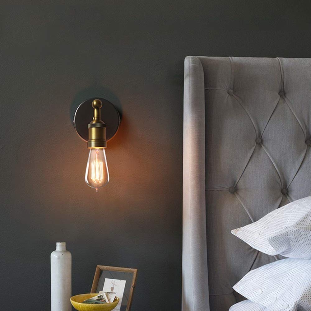 Industrial Bronze Wall Sconce - Vintage Retro Wall Mounted Light Fixture with Edison E27 Base, Wrought Iron Design for Living Room, Bedroom, Restaurant & Reading Nook Lighting