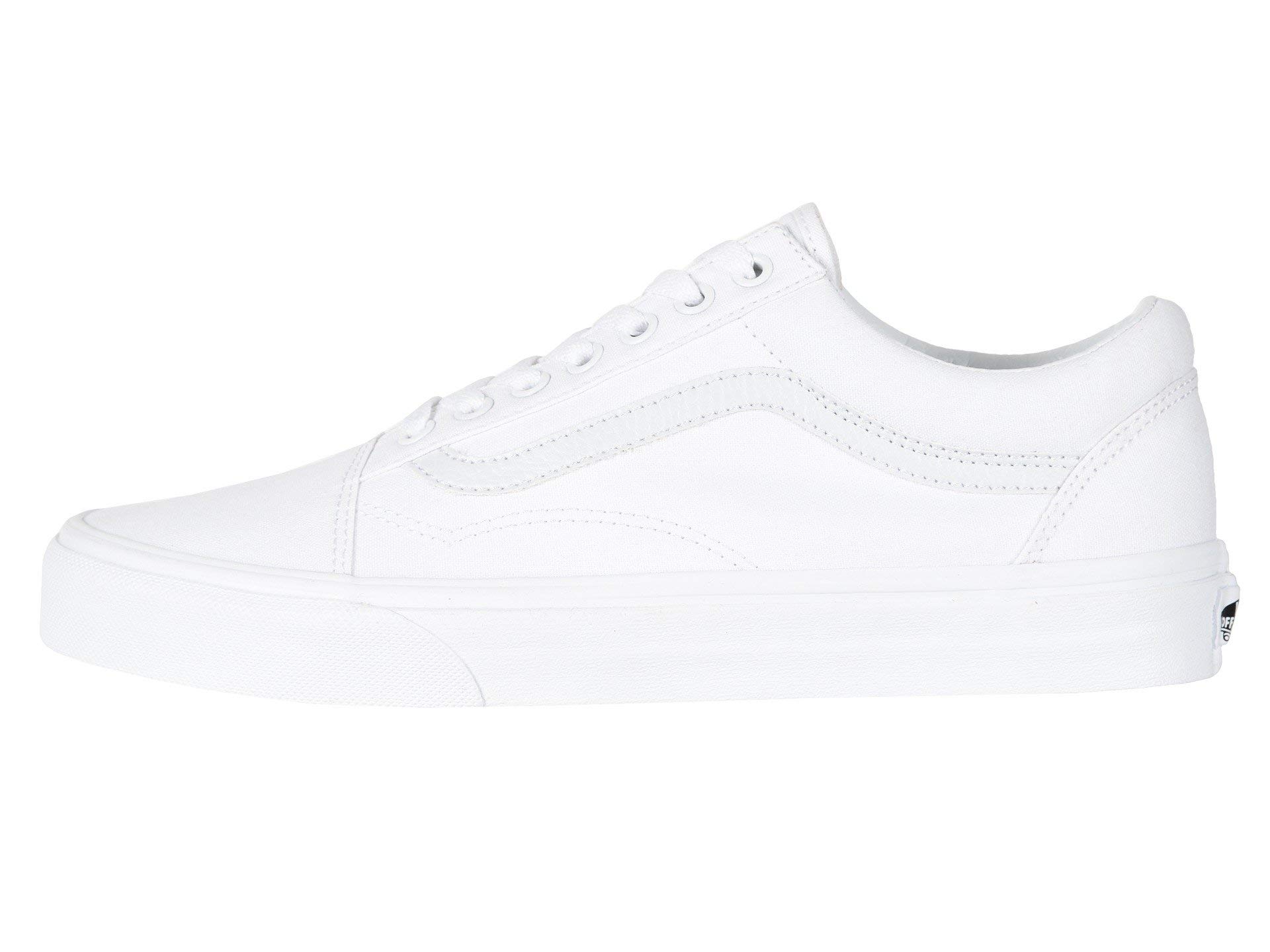 Vans Old Skool Women's Skateboarding Sneakers - White Canvas Shoes Size 7.5 Women/6 Men - Casual Streetwear & Skateboarding Fashion for Everyday Wear