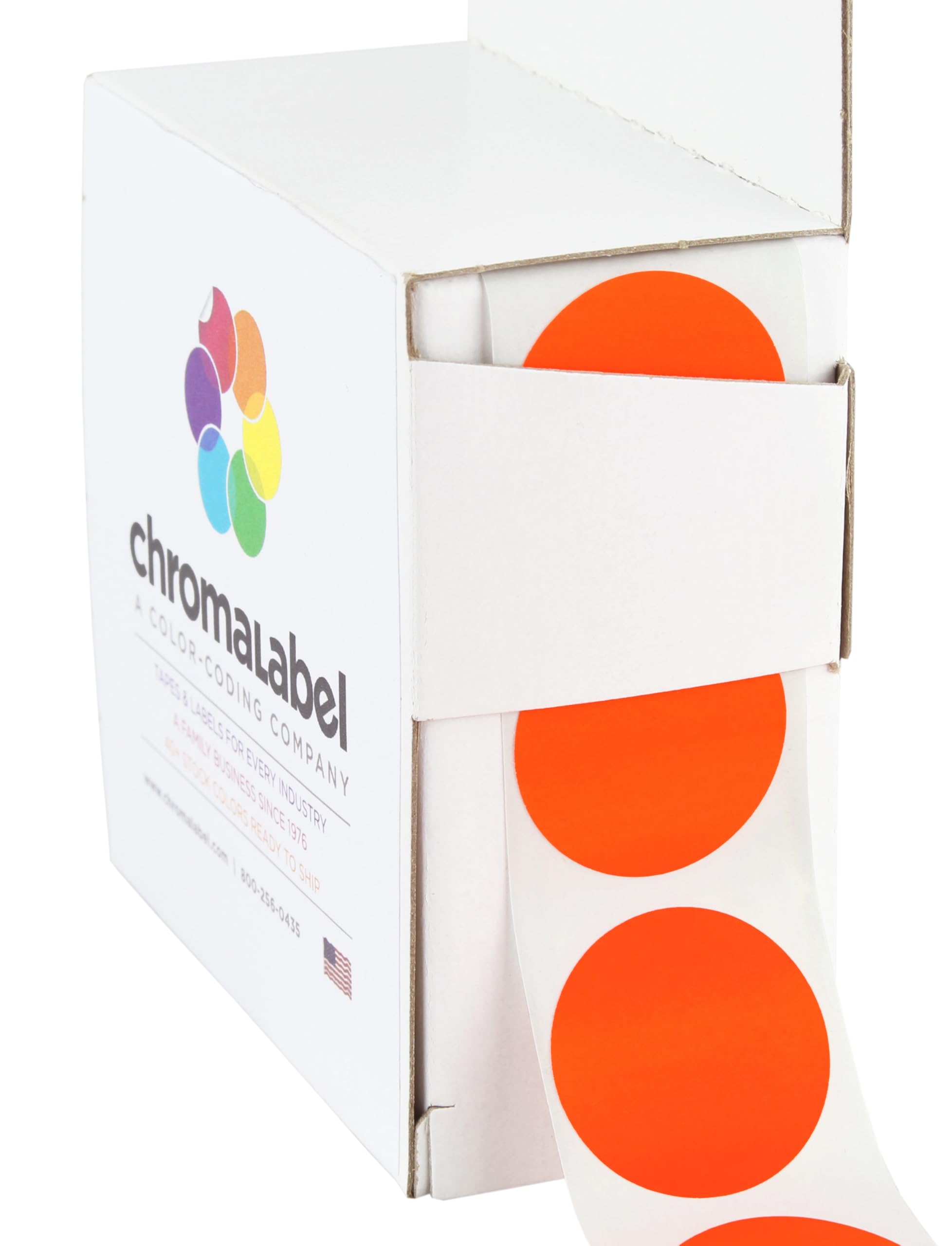 ChromaLabel 1 Inch Round Permanent Color Coding Dot Stickers - 1000 Fluorescent Red-Orange Labels per Box | Ideal for File Organization, Inventory Management & Color-Coding Systems