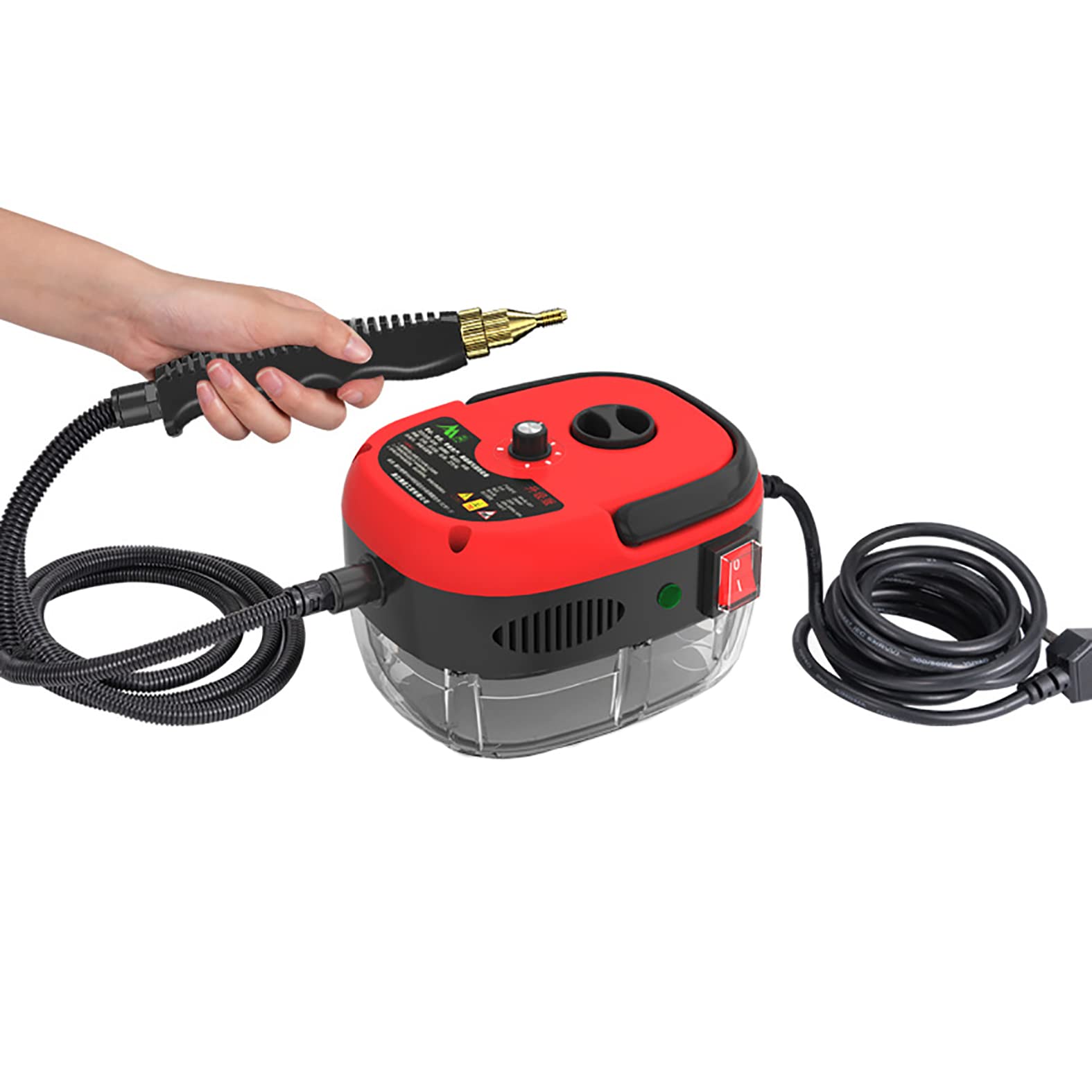 2500W High Pressure Handheld Steam Cleaner - Portable Steam Cleaning Machine for Kitchen, Bathroom, Furniture, Windows & Cars | Automatic Steam Mop for Deep Cleaning Floors, Tiles & Auto Detailing (Red)