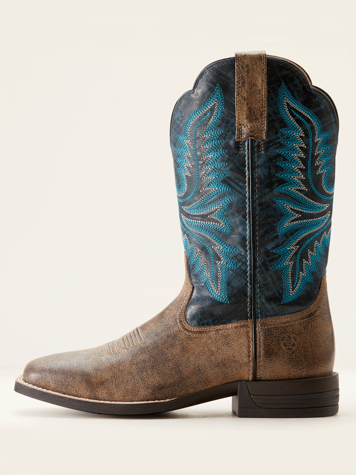 Ariat Men's Brush Creek Cowboy Boots - Stone Brown - Western Style Leather Work Boots for Riding, Ranch Work & Outdoor Activities