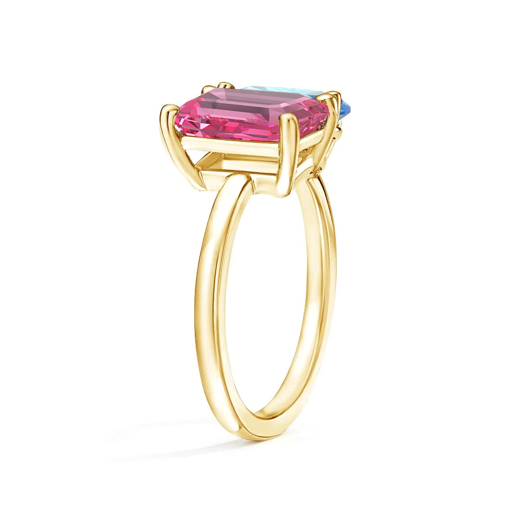 Personalized Pink Tourmaline Toi et Moi Ring - Custom Birthstone Anniversary Jewelry for Couples, Women's Romantic Gift for Valentine's Day, Engagement or Special Occasions