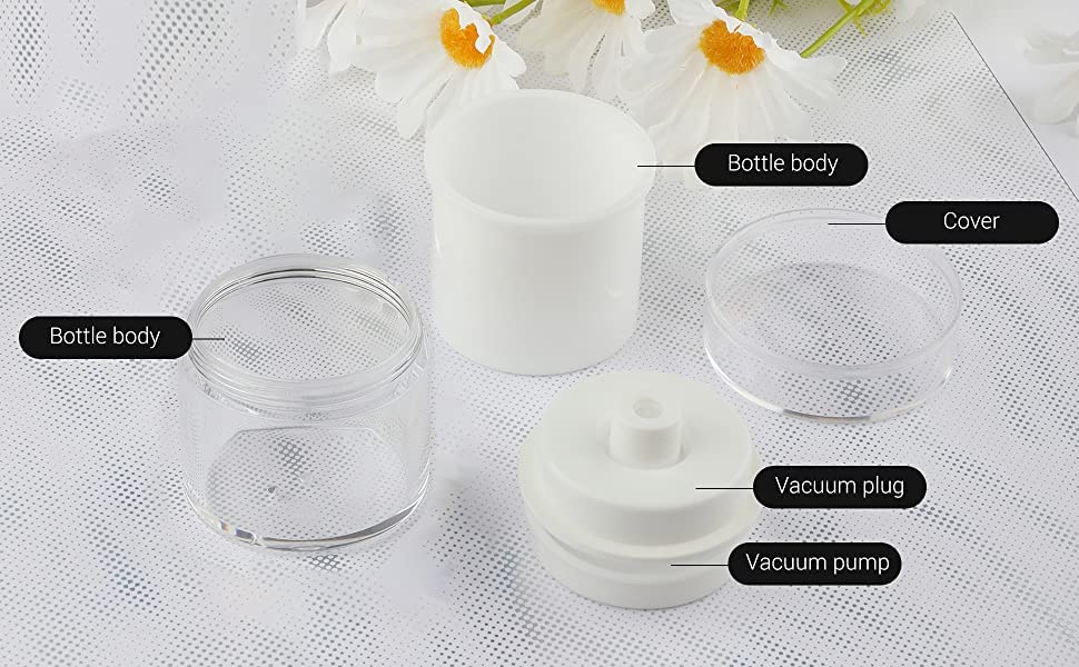 Round Airless Pump Cosmetic Containers - Vacuum Press Cream Jars for Face Lotion, Lip Balm, Eyeshadow & Moisturizer | Refillable Travel Makeup & Skincare Tool | Perfect for Home, Travel & Salon Use
