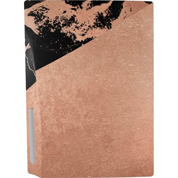 Premium Skinit Decal Gaming Skin for PS5 Bundle - Black & Rose Gold Marble Split Design | Protective Vinyl Cover | Perfect for Gaming Setups, Gamer Gifts & Console Customization