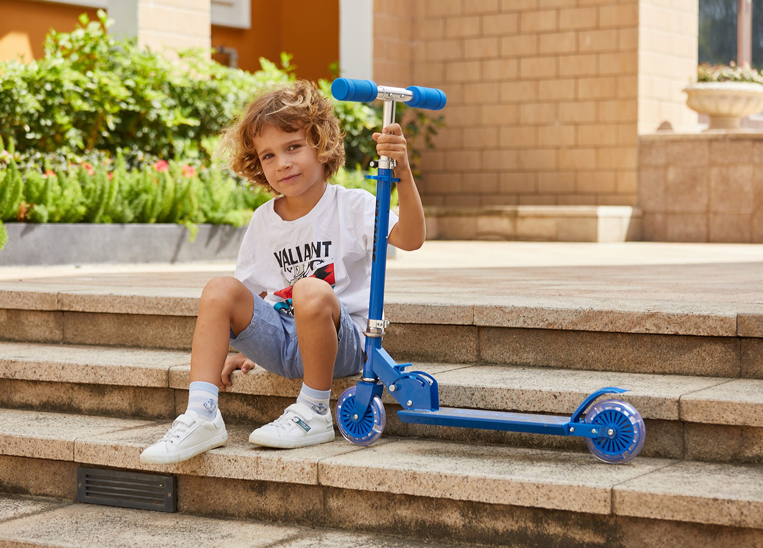 LED Light Up Wheels Kids Scooter - Adjustable Height Kick Scooter for Boys & Girls Ages 3-12 | Rear Fender Brake & Foldable Design | 110lb Weight Capacity | Perfect for Commuting, Park Rides & Outdoor Family Fun