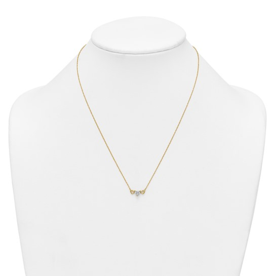 10K Gold CZ Triple Heart Pendant Necklace for Women - Elegant Valentine's Day Gift, Anniversary Jewelry for Her - Perfect for Date Nights, Weddings & Special Occasions