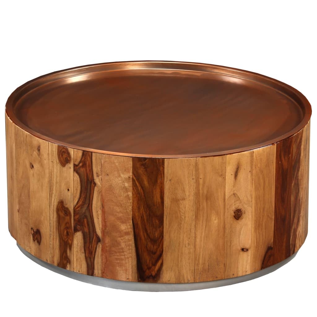 Solid Sheesham Wood and Steel Coffee Table - 26.8