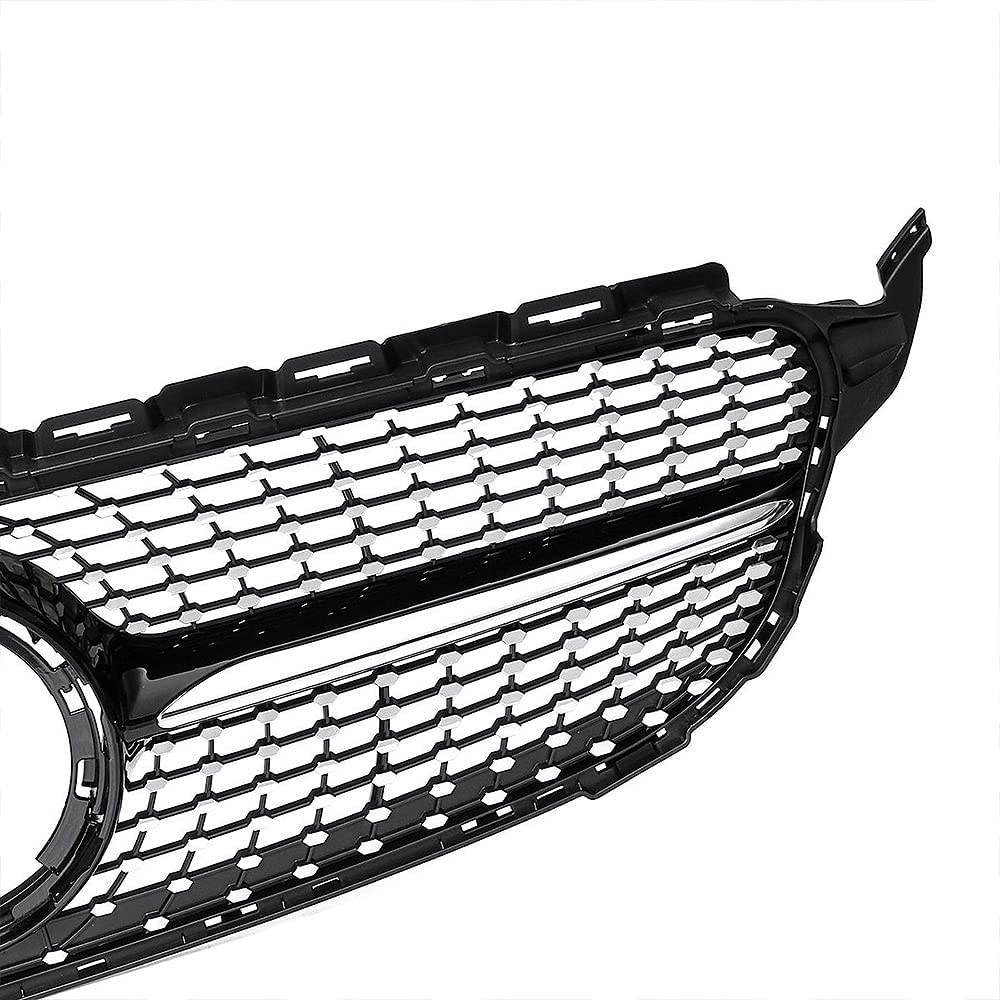SNA W205 Silver Diamond Grille for 2015-2018 Mercedes C-Class (C250 C300 C350 C400) - Chrome Diamond Mesh Front Grill - Not Fit C63 AMG | Upgrade Your Car's Style for Street & Show