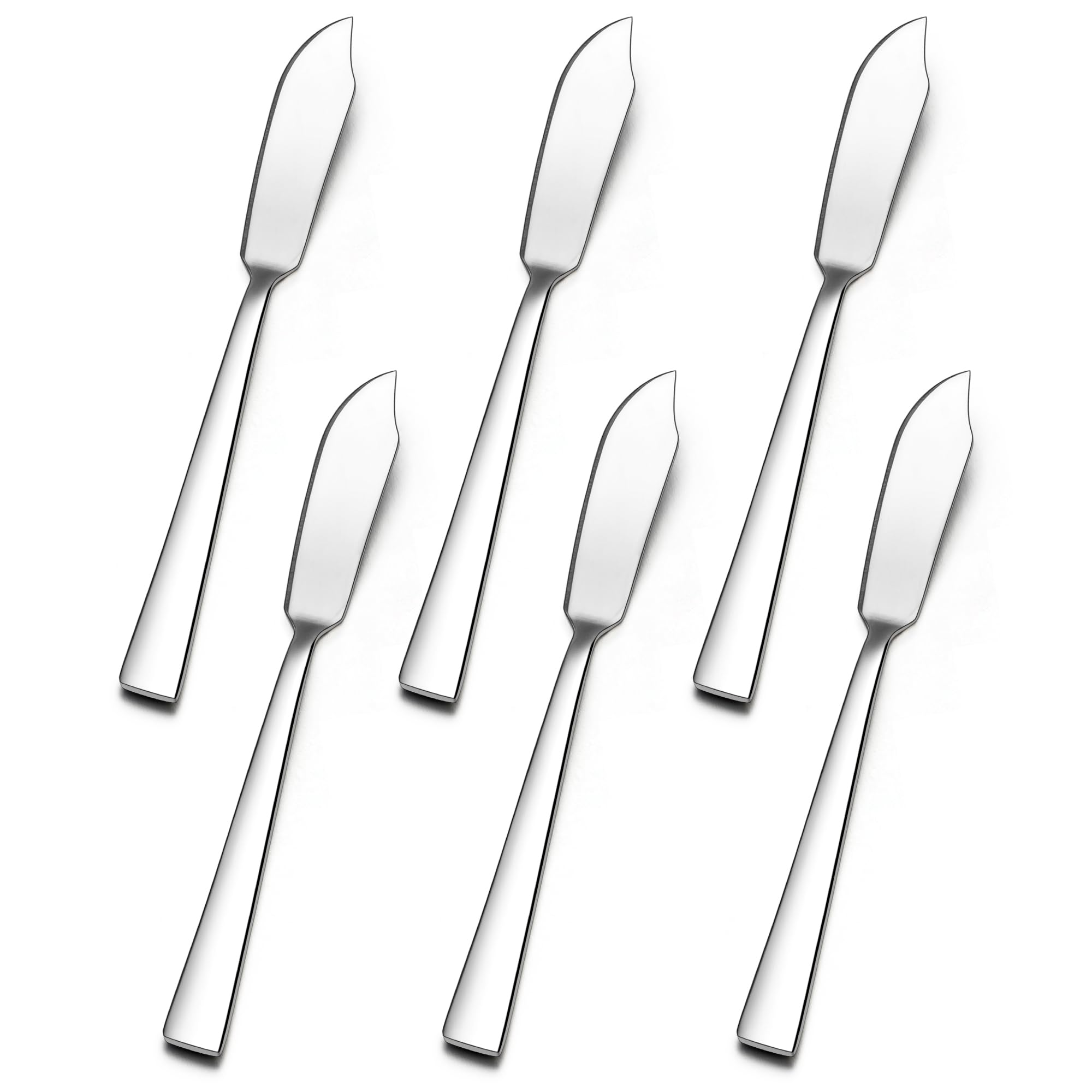 E-far 6-Piece Butter Spreader Knife Set, 7-Inch Stainless Steel Cheese & Dessert Knives for Kitchen, Restaurant & Party - Mirror Silver Finish | Perfect for Spreading Butter, Serving Cheese, Cutting Cakes & Decorating Desserts