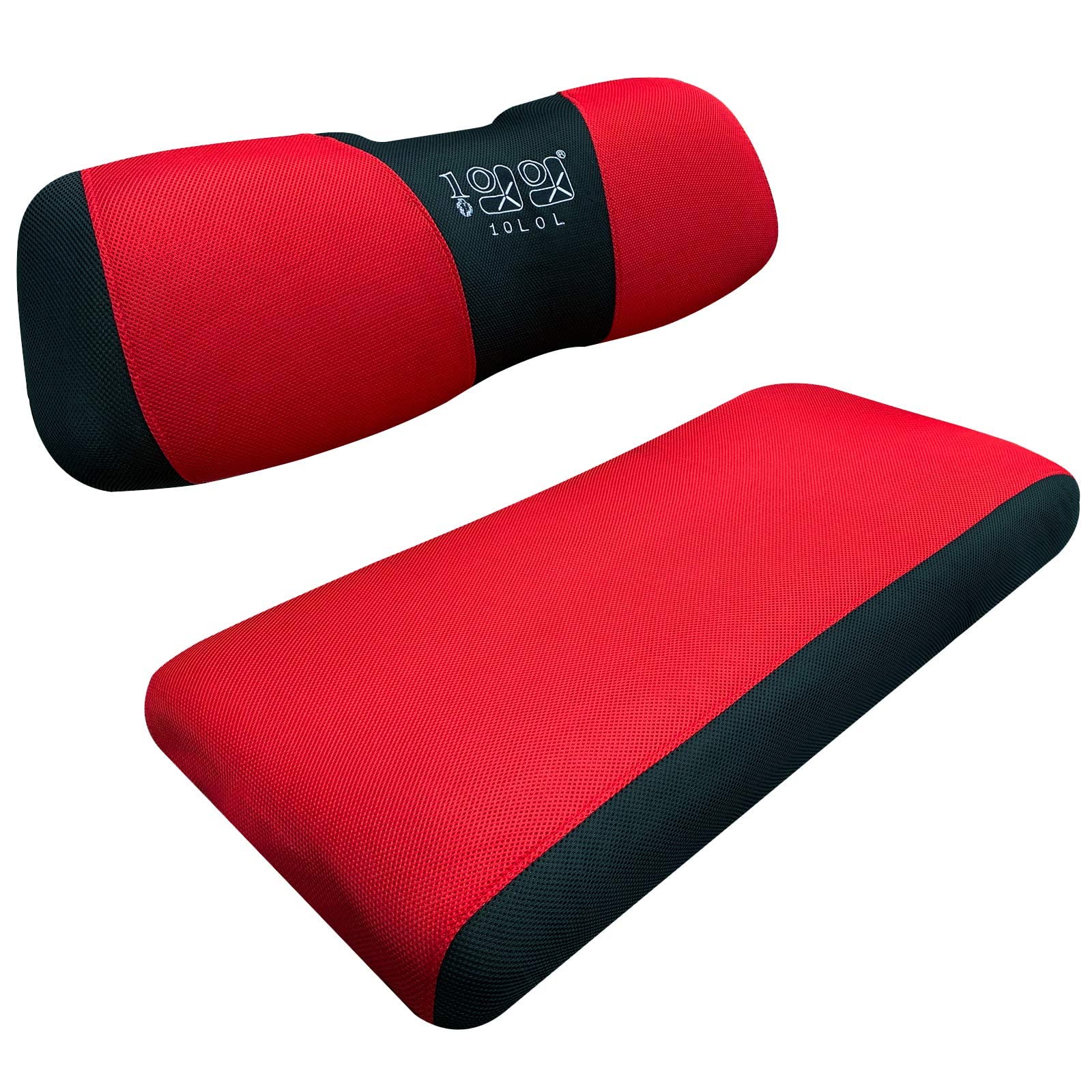 Premium 10L0L Golf Cart Seat Cover - Breathable Mesh Bench Seat Cover Fits Yamaha, Club Car Precedent & DS 2-Seat Models (Red & Black) - Perfect for Golf Courses, Resorts & Outdoor Adventures
