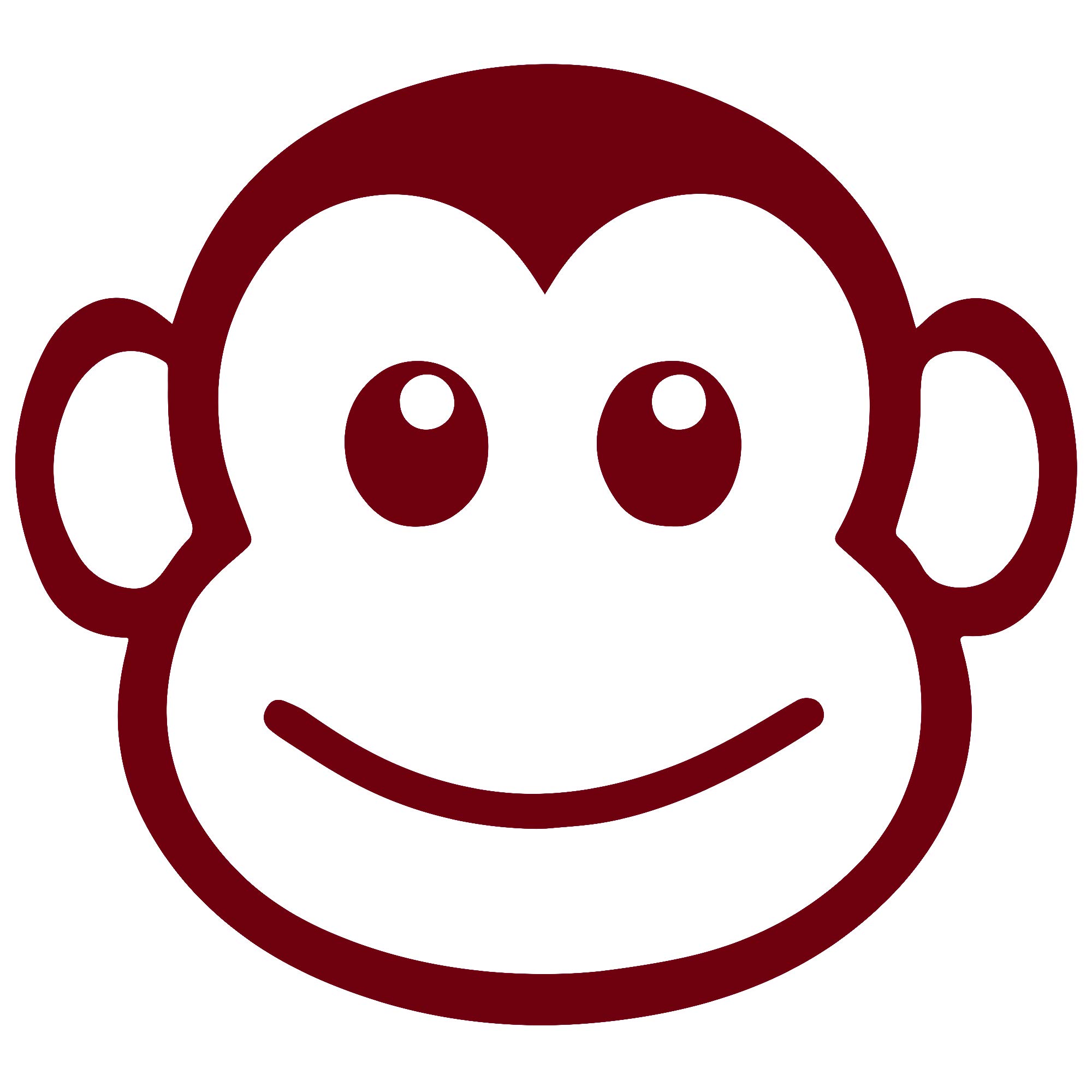 Premium Waterproof Vinyl Decal Stickers (Set of 2) - Monkey Face Design in Burgundy for Laptop, Phone, Helmet, Car Window, Bumper, Mug, Cup, Door & Wall Decoration - Perfect for DIY Projects, Home Decor, and Personalizing Your Belongings
