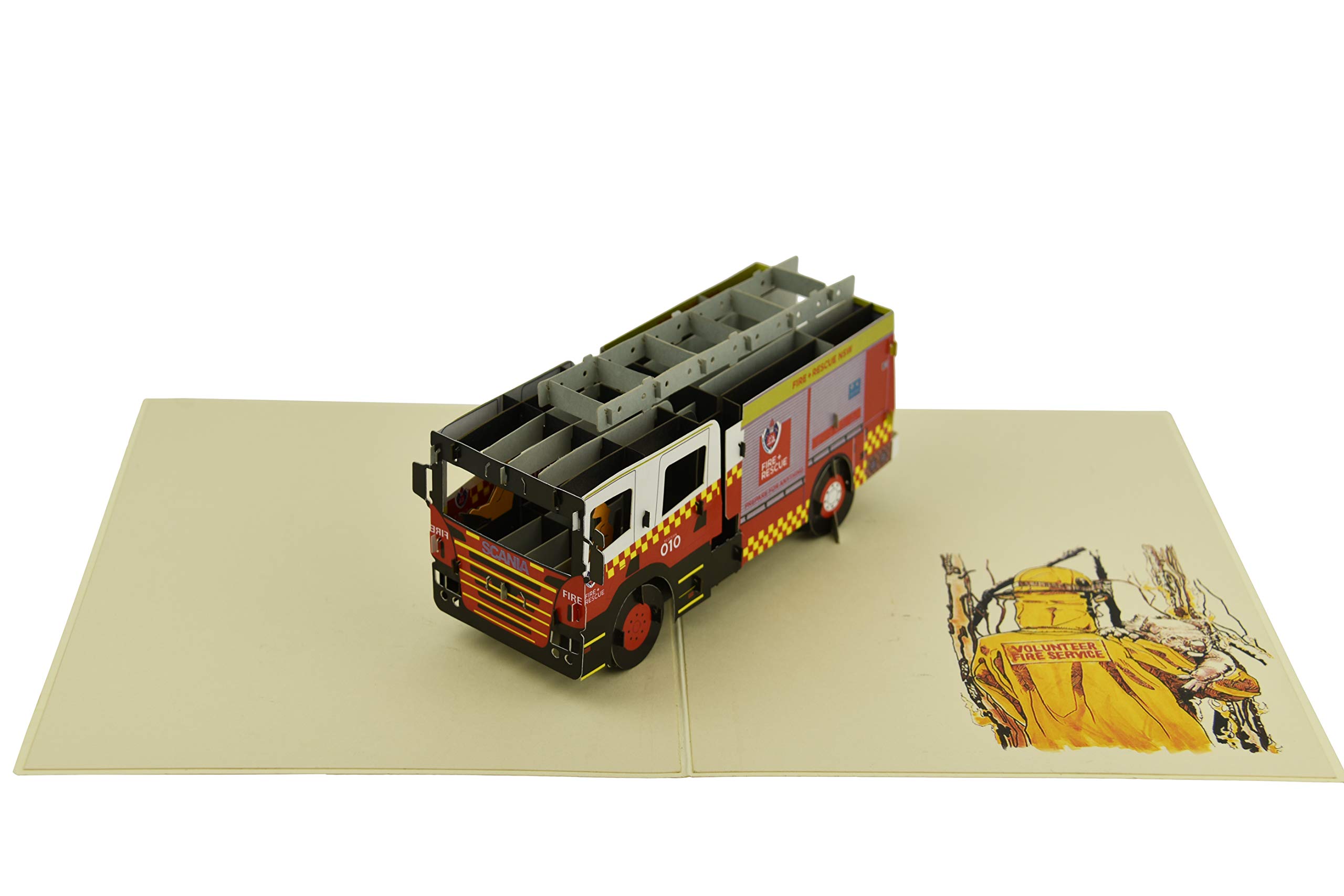 3D Pop Up Firetruck Greeting Card - Fireman Volunteer Appreciation, Birthday, Thank You Card for All Occasions | Perfect for Firefighter Gifts, Retirement & Special Events
