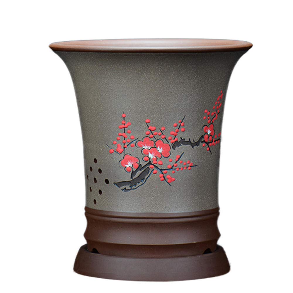 Handmade Gray Ceramic Planter with Drain Hole - 7.7