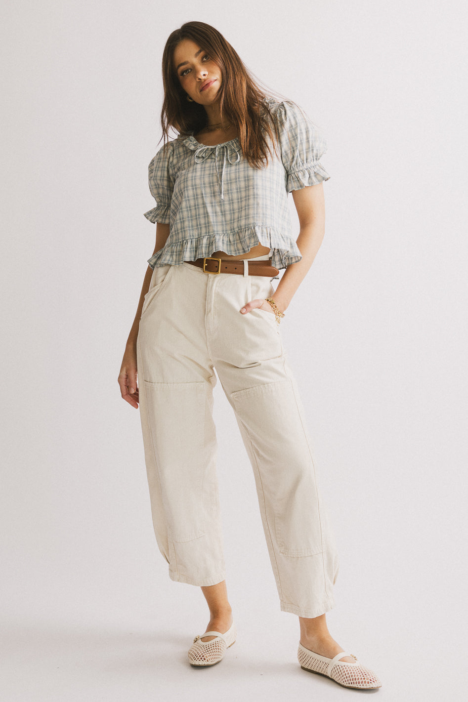 Lottie Plaid Blouse for Women - Stylish Casual & Office Wear - Trendy Button Down Shirt for Work, Date Night & Everyday Outfits